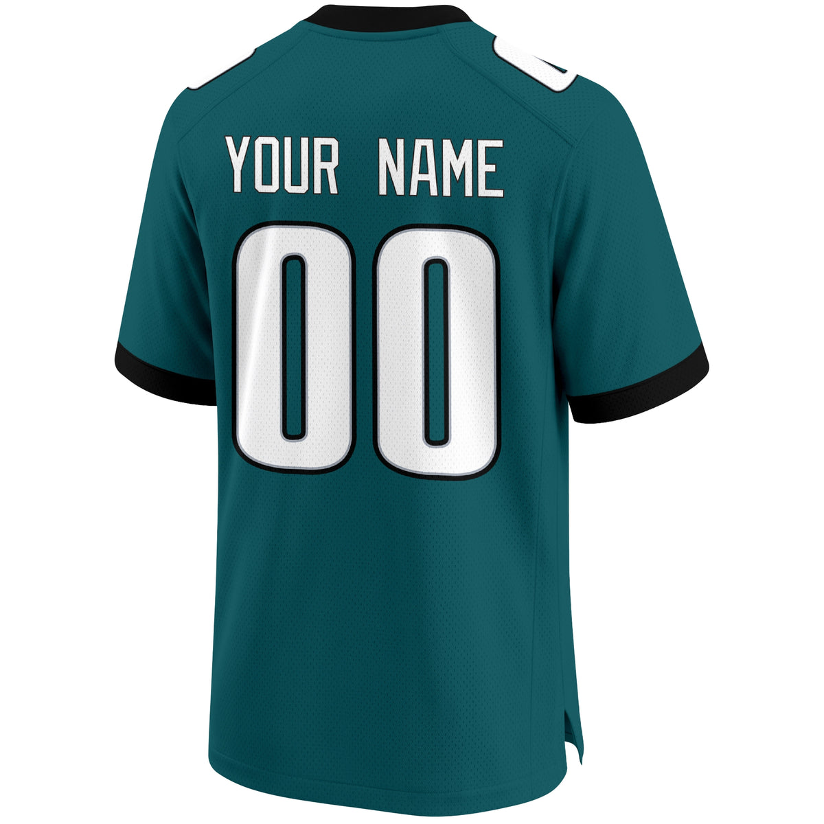 Philadelphia personalized Teal football jersey back view with custom name and large jersey number