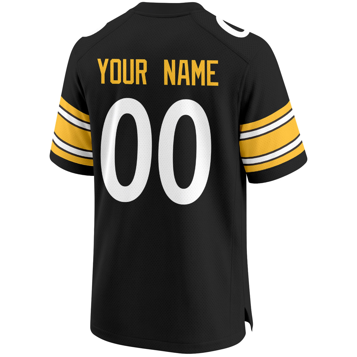Pittsburgh personalized Black football jersey back view with custom name and large jersey number