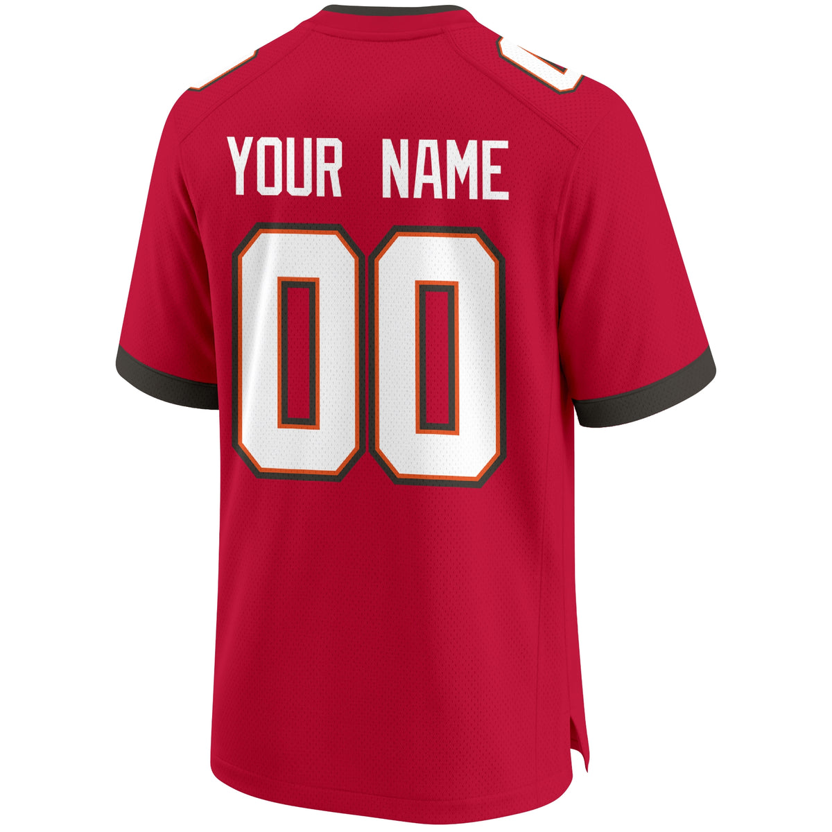 Tampa Bay personalized Red football jersey back view with custom name and large jersey number