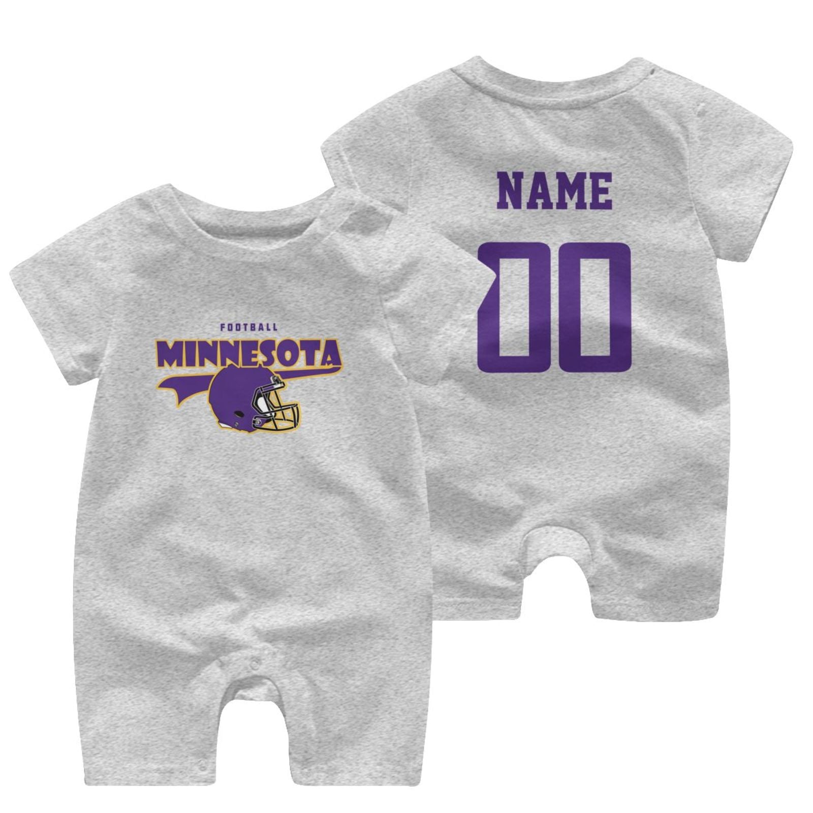 Personalized Minnesota Baby Football Bodysuit - Custom Name & Number - Antking ANTKING