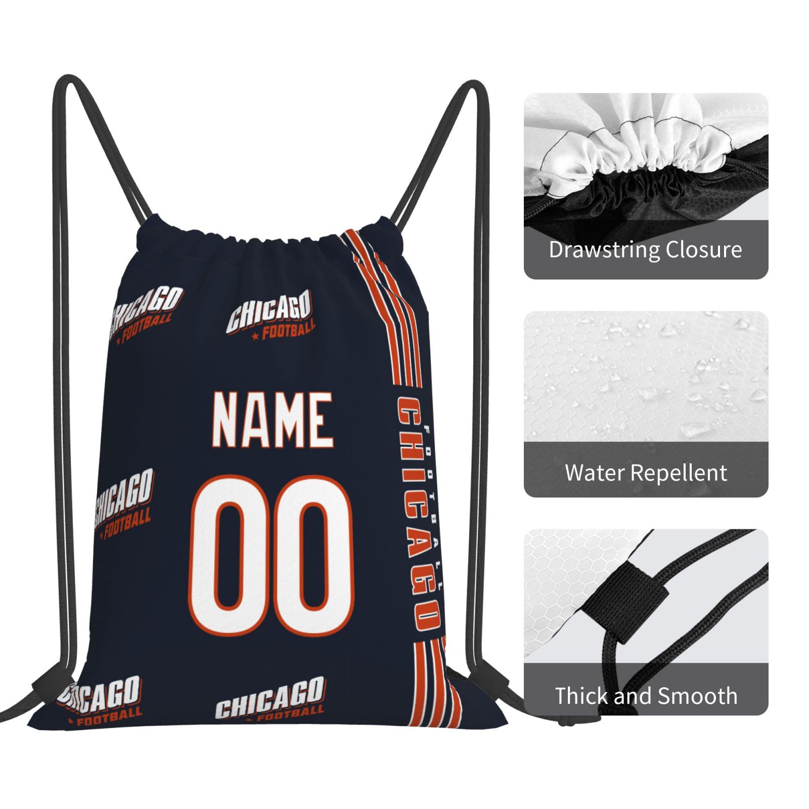 ANTKING Chicago Drawstring Bags Custom any Name and Number Backpack for Men Youth Boy Gifts ANTKING