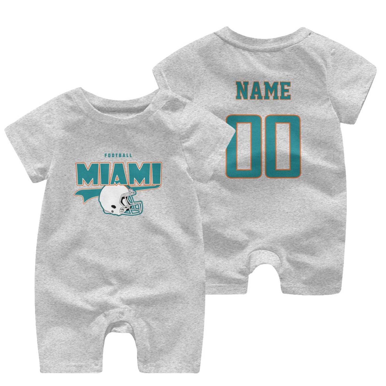 Personalized Miami Baby Football Bodysuit - Custom Name & Number - Antking ANTKING