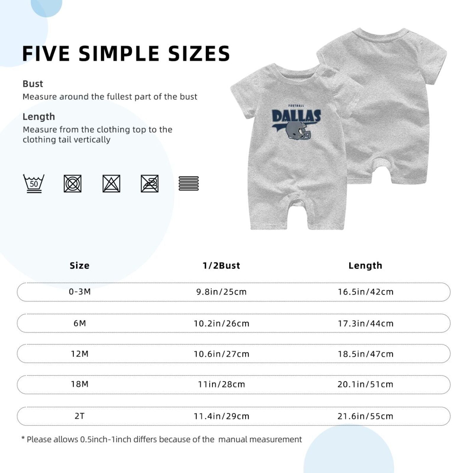 Personalized Dallas Baby Football Bodysuit - Custom Name & Number - Antking ANTKING