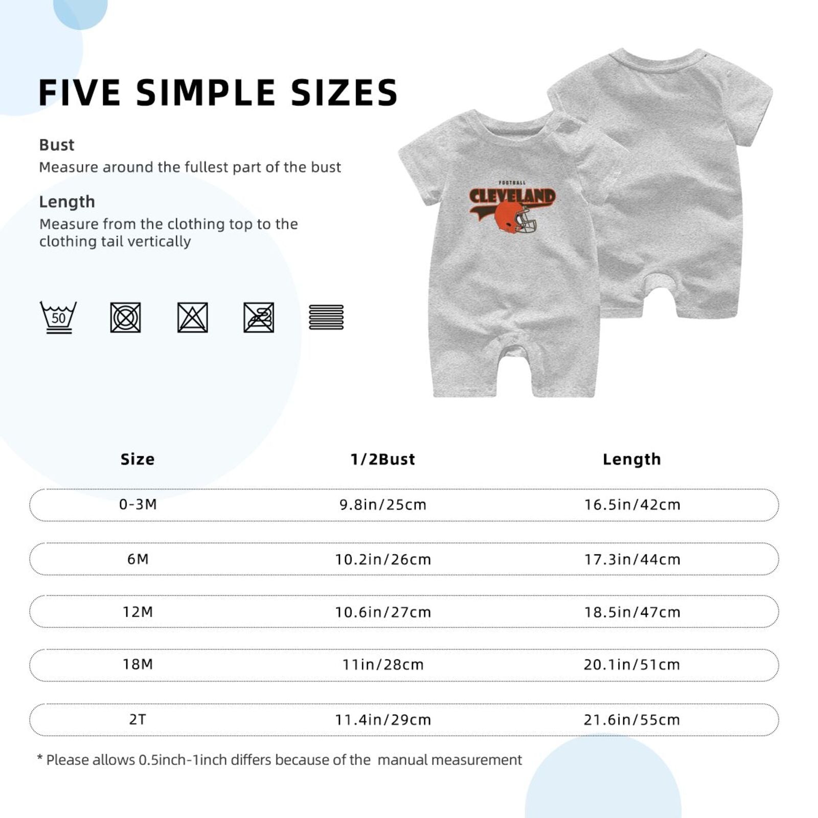 Personalized Cleveland Baby Football Bodysuit - Custom Name & Number - Antking ANTKING