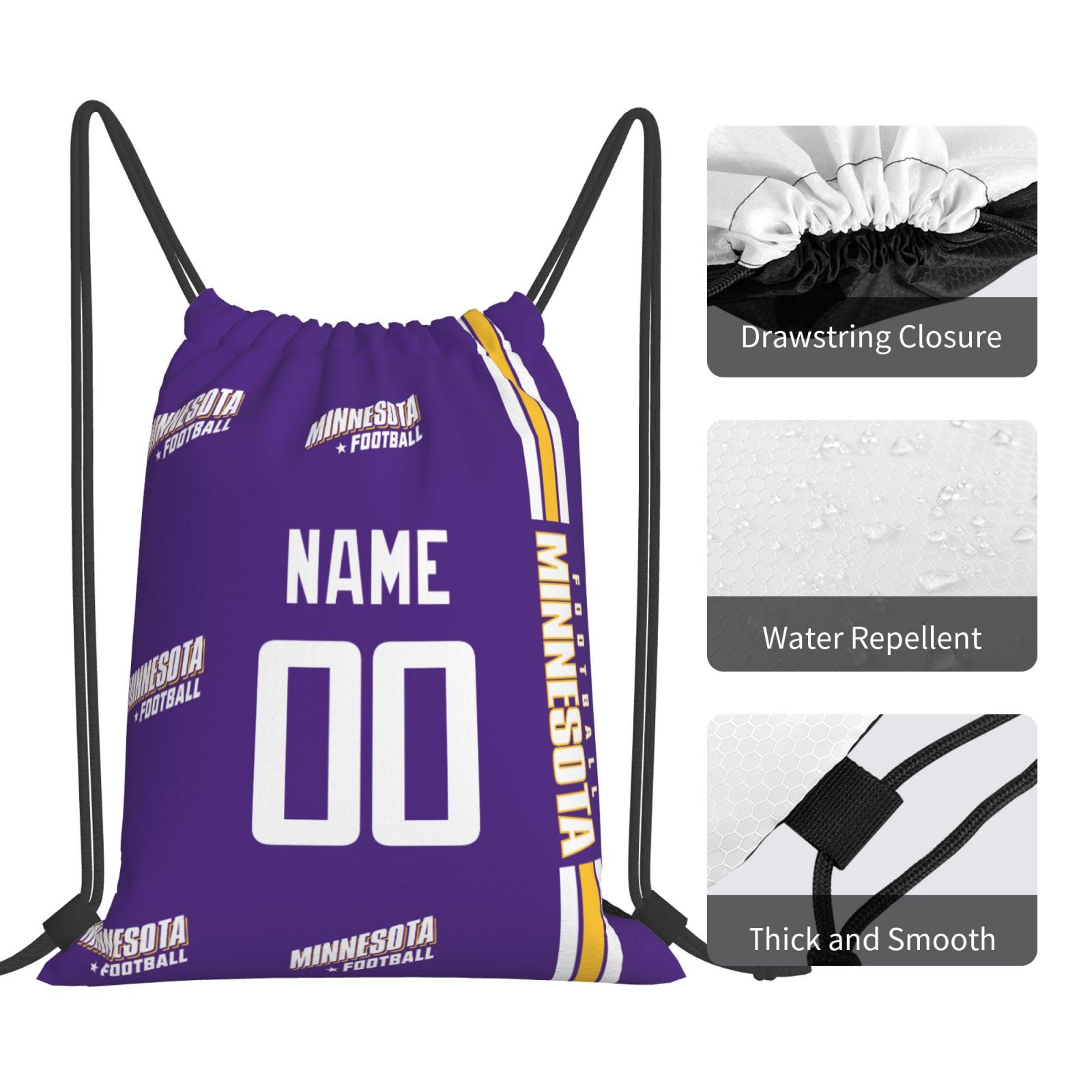 ANTKING Minnesota Drawstring Bags Custom any Name and Number Backpack for Men Youth Boy Gifts ANTKING