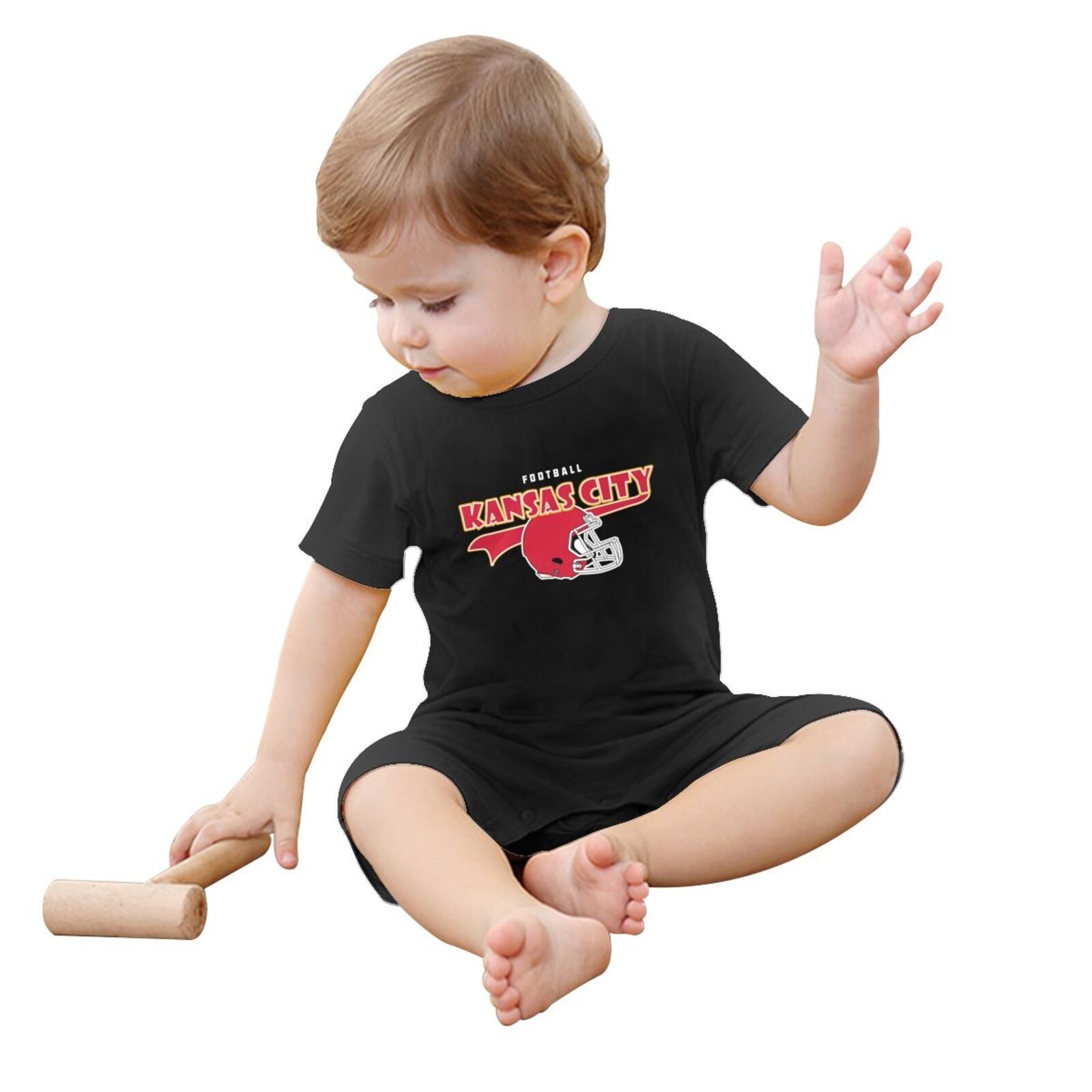 Personalized Kansas Baby Football Bodysuit - Custom Name & Number - Antking ANTKING