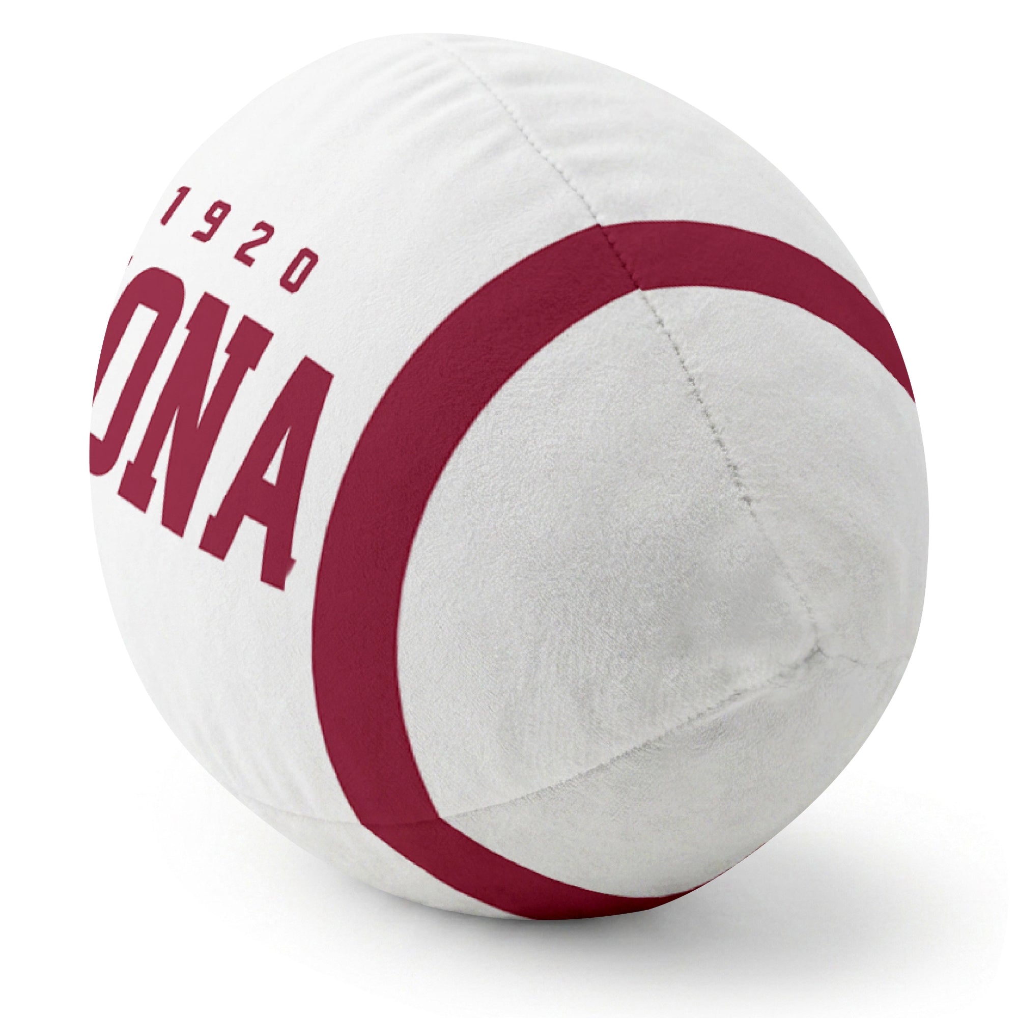 Arizona White football pillow rounded end and seam angle view
