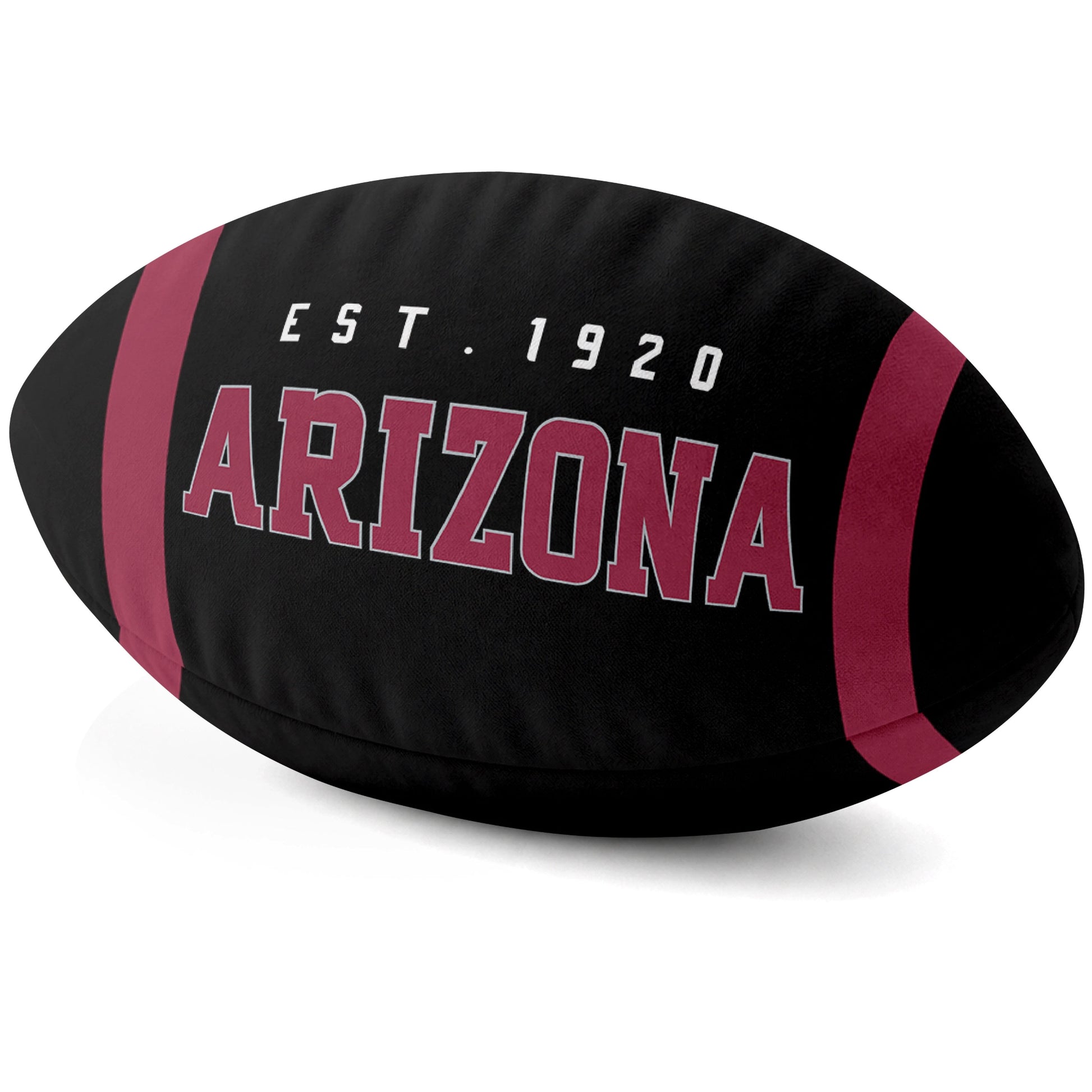 Arizona Black football shaped pillow city lettering side view