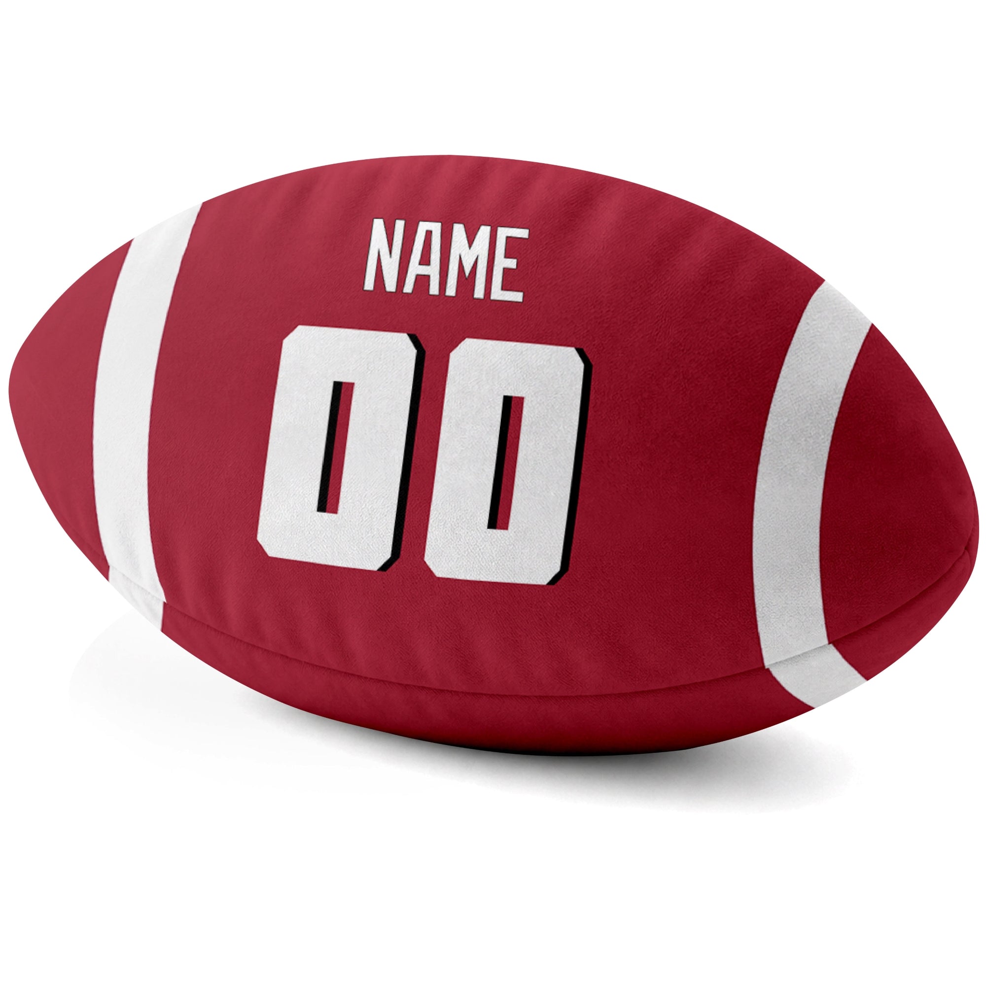 Atlanta Red personalized football pillow custom name and jersey number side view