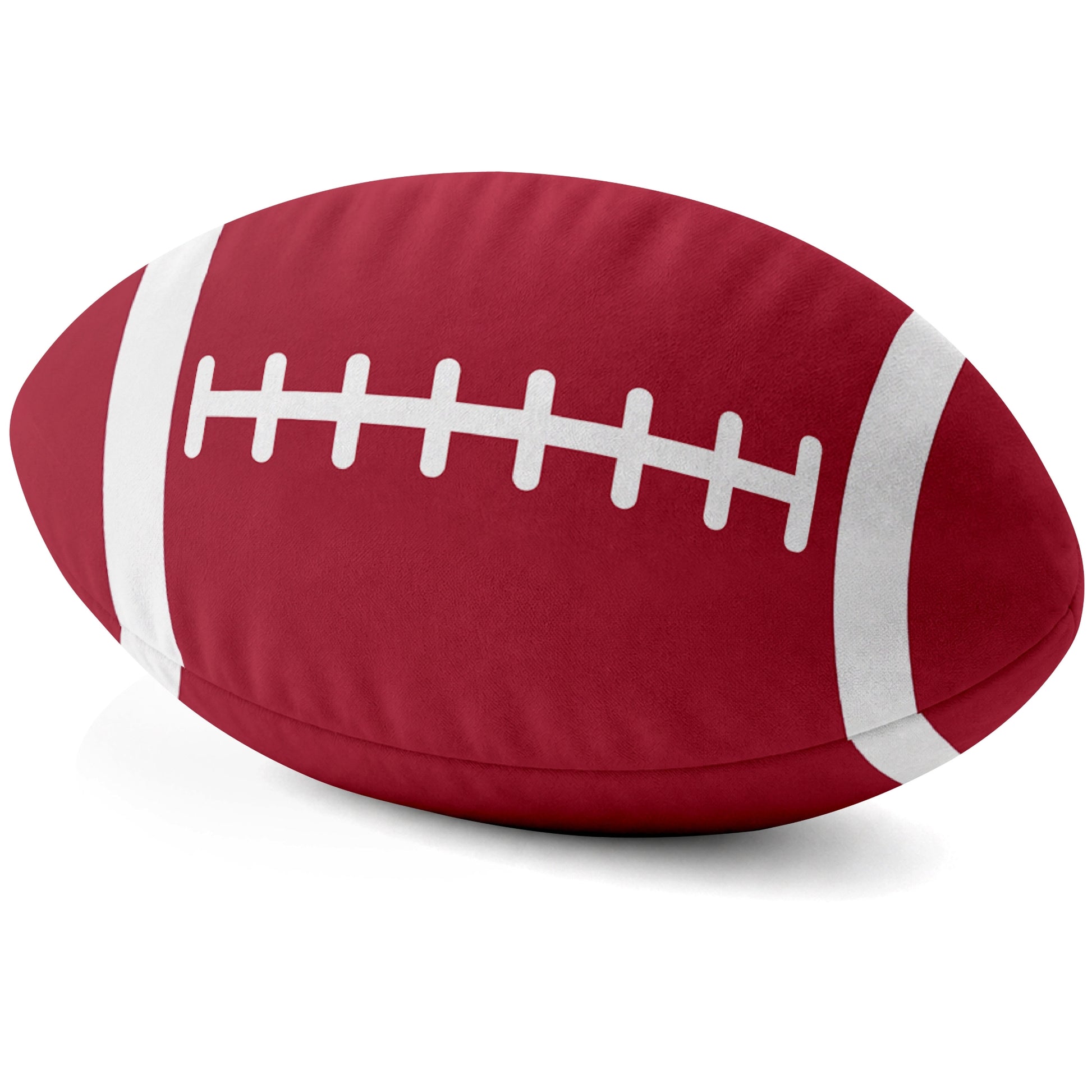 Atlanta Red football shaped pillow lace detail side view