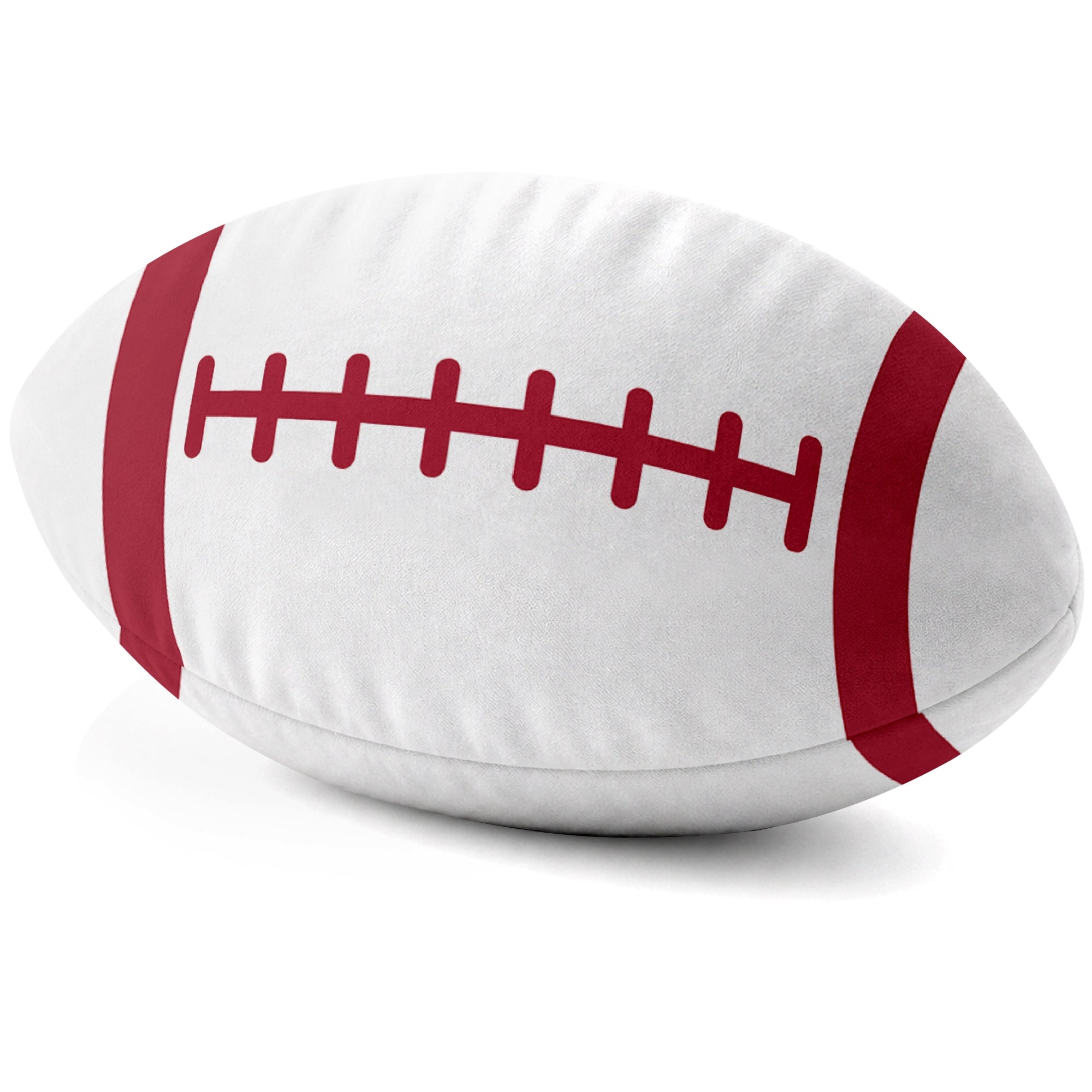 Atlanta White football shaped pillow lace detail side view