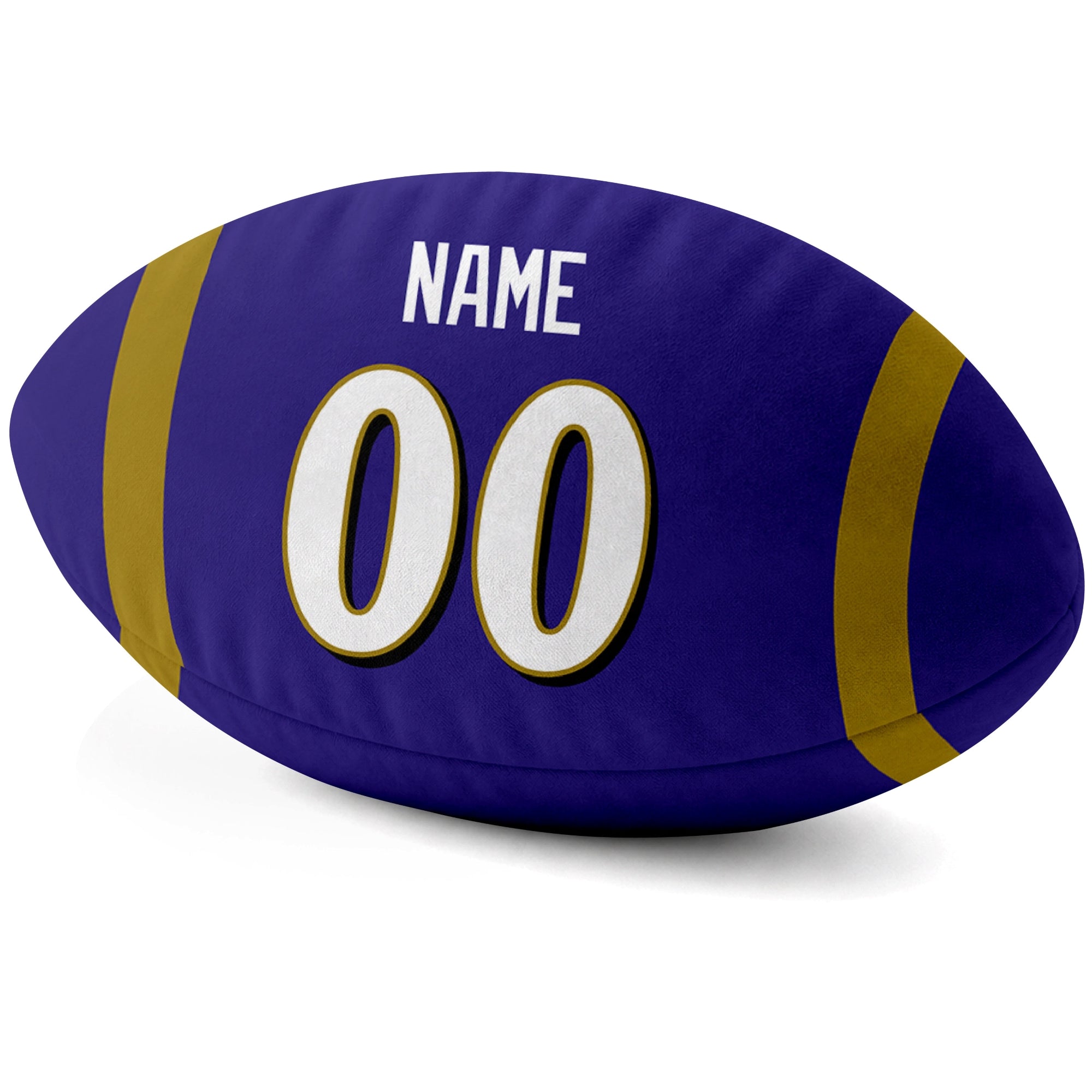 Baltimore Purple personalized football pillow custom name and jersey number side view