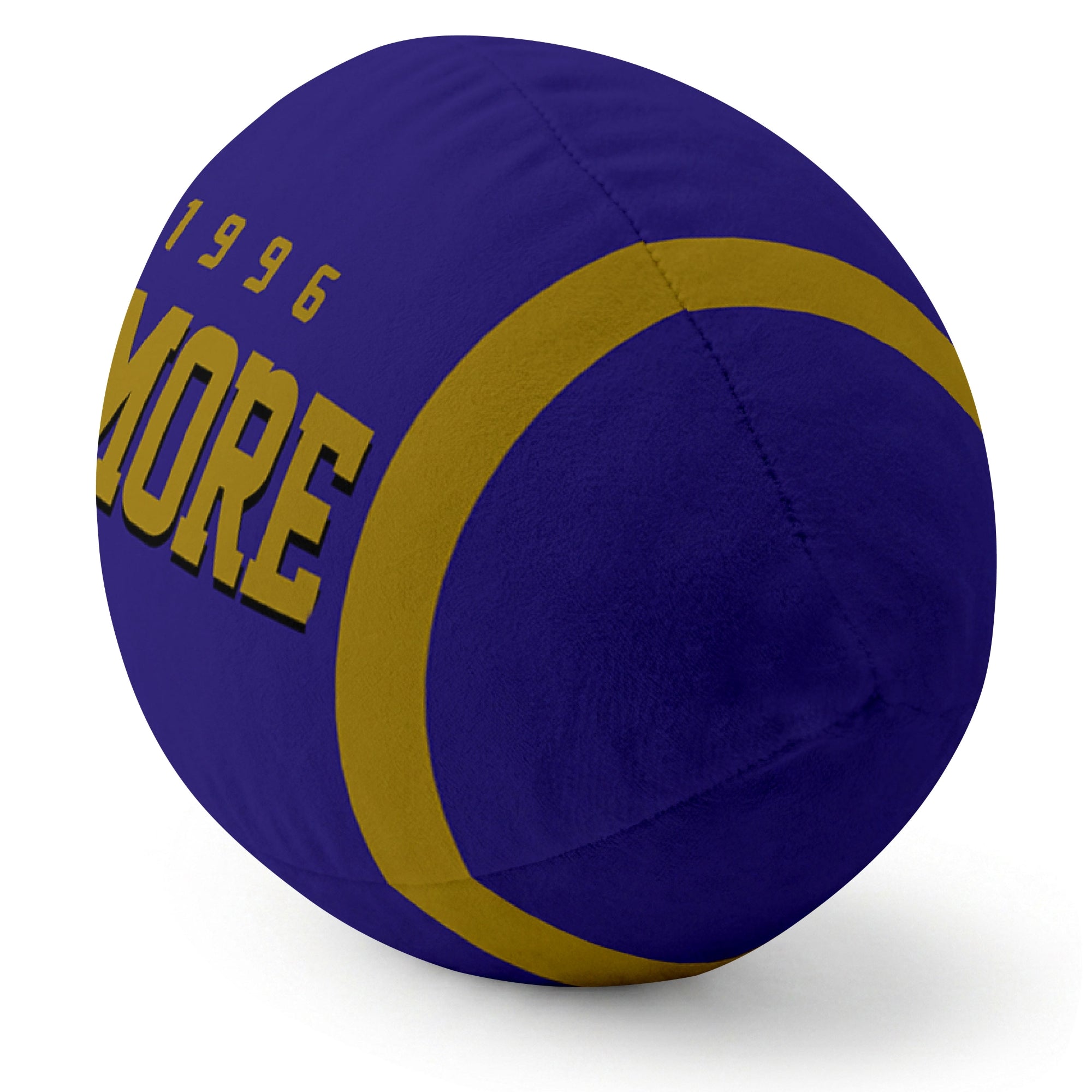 Baltimore Purple football pillow rounded end and seam angle view