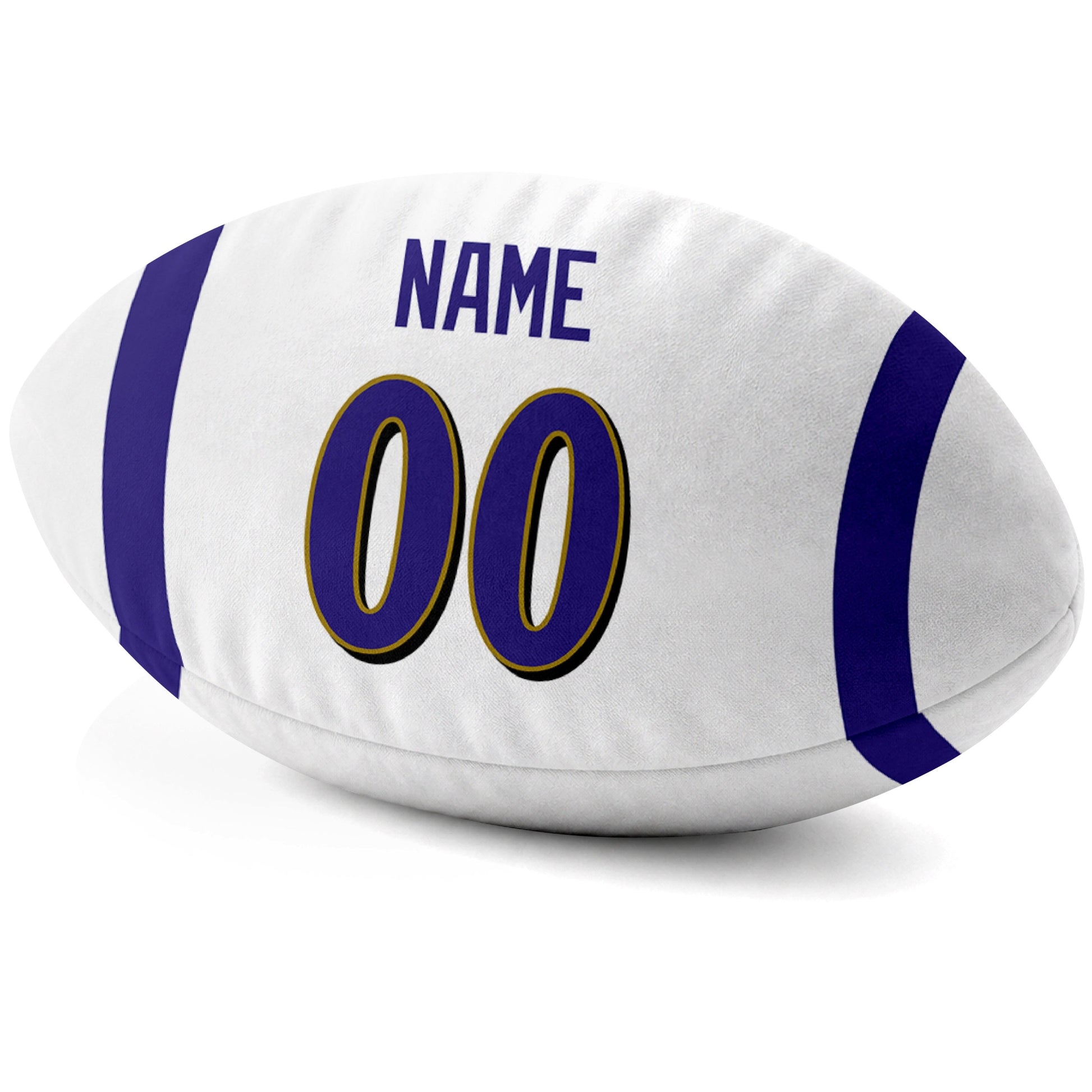 Baltimore White personalized football pillow custom name and jersey number side view