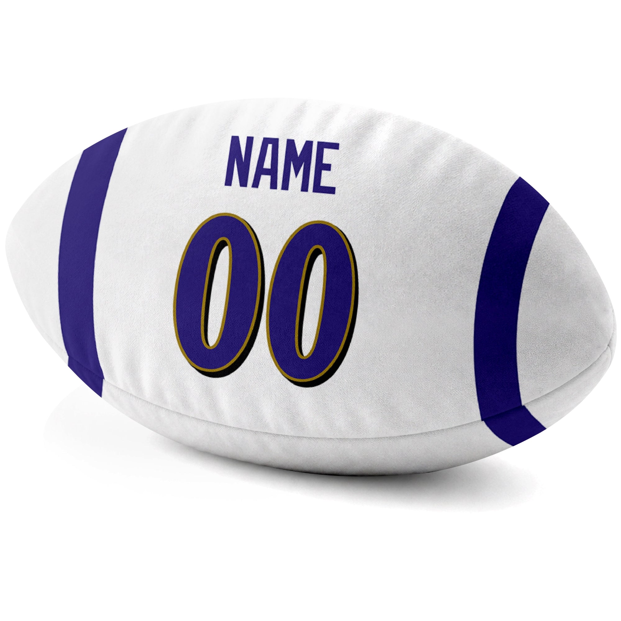 Baltimore White personalized football pillow custom name and jersey number side view