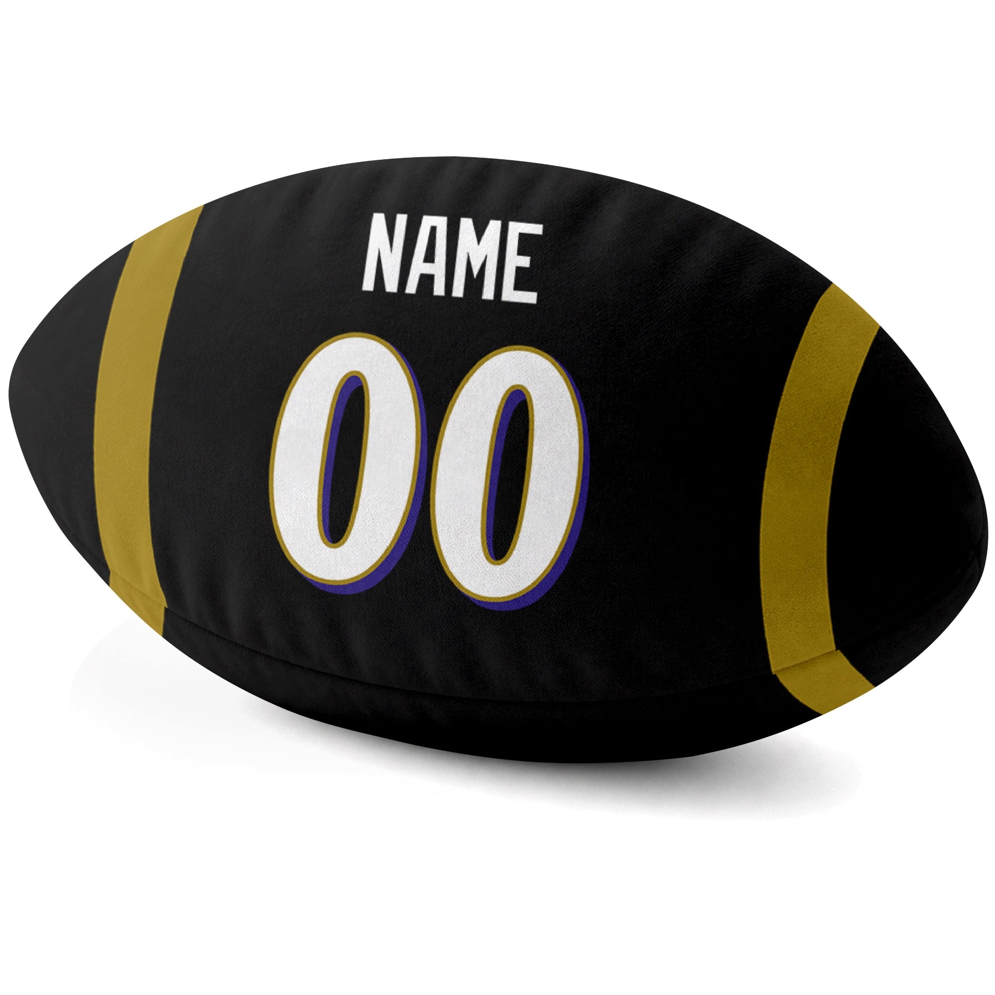 Baltimore Black personalized football pillow custom name and jersey number side view