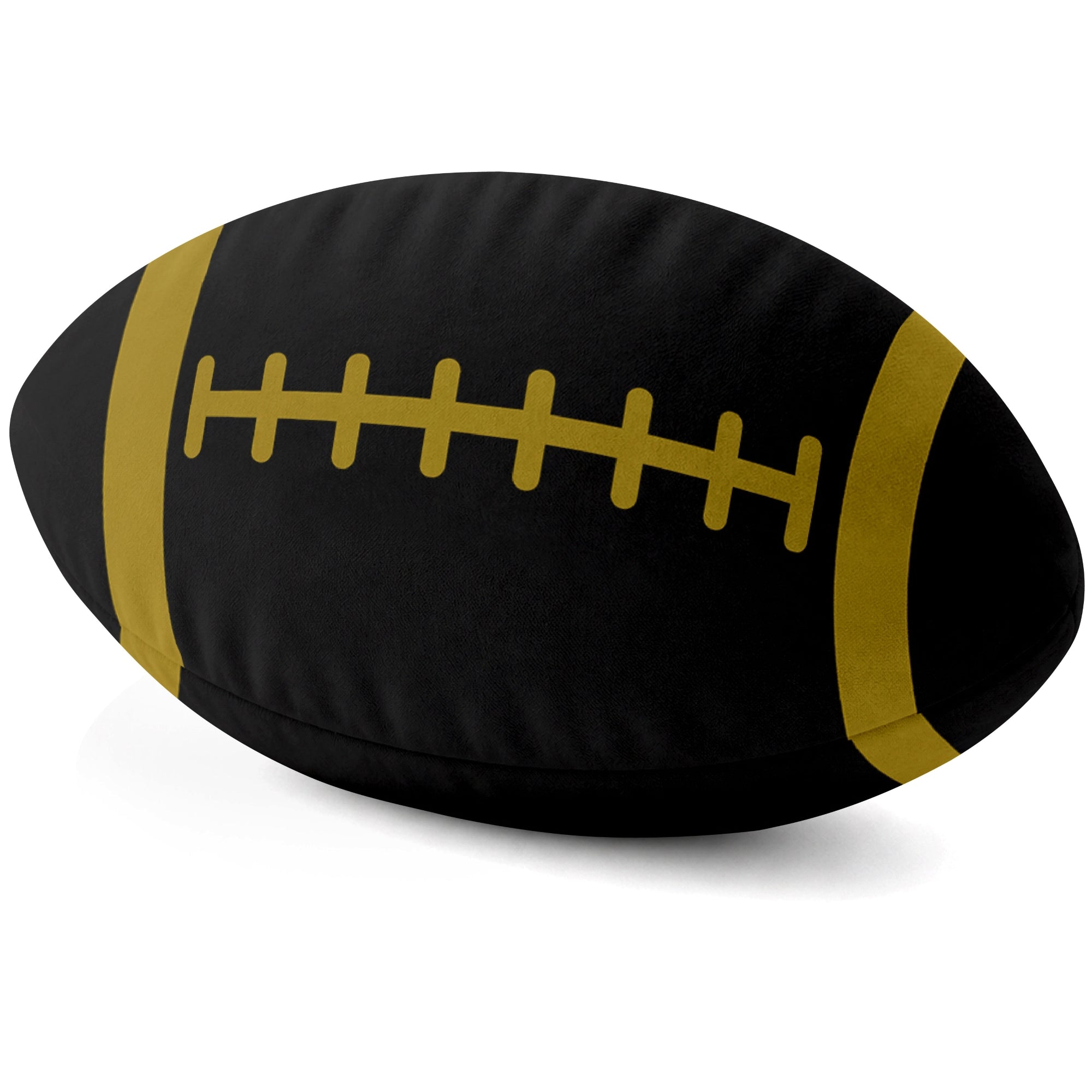 Baltimore Black football shaped pillow lace detail side view