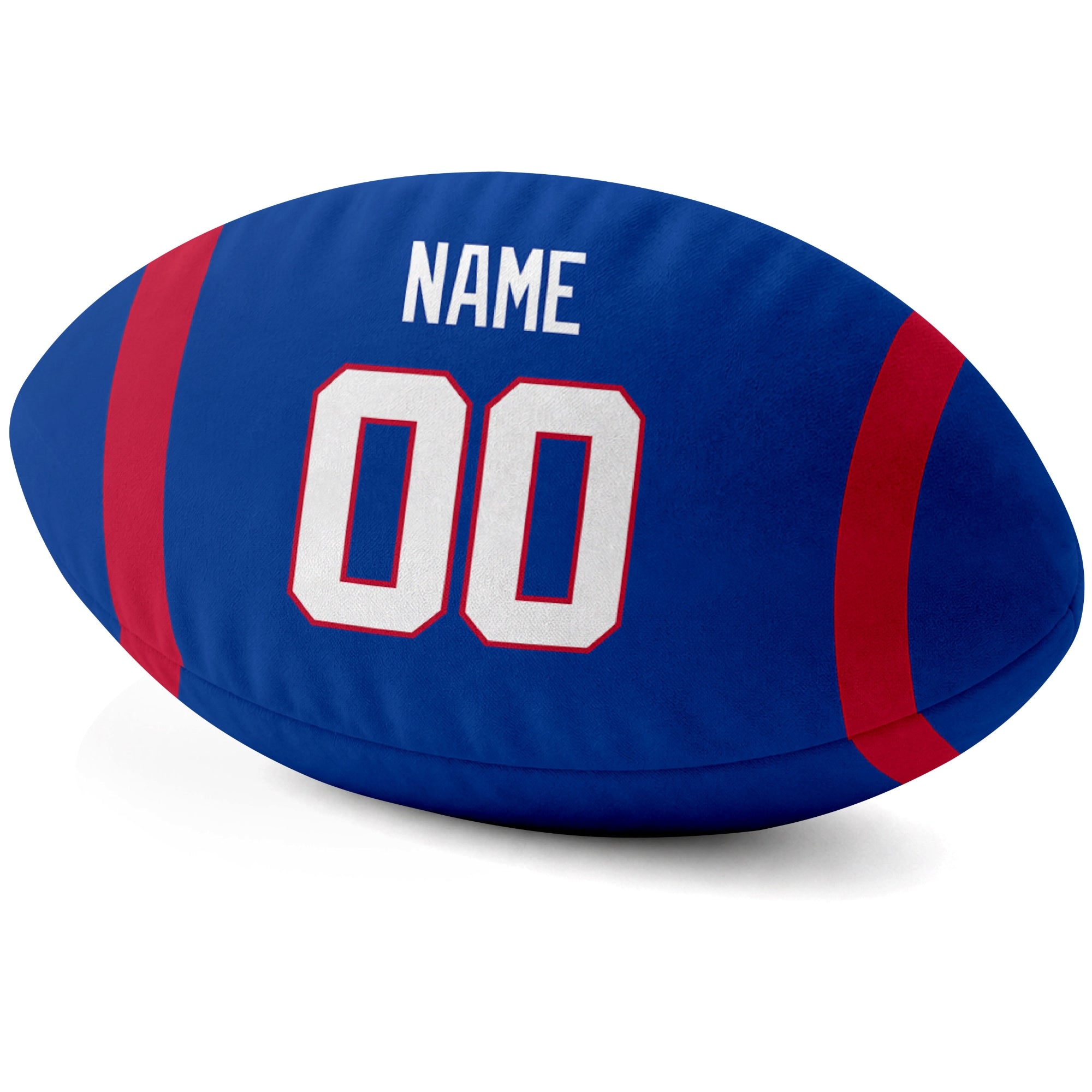 Buffalo Royal personalized football pillow custom name and jersey number side view