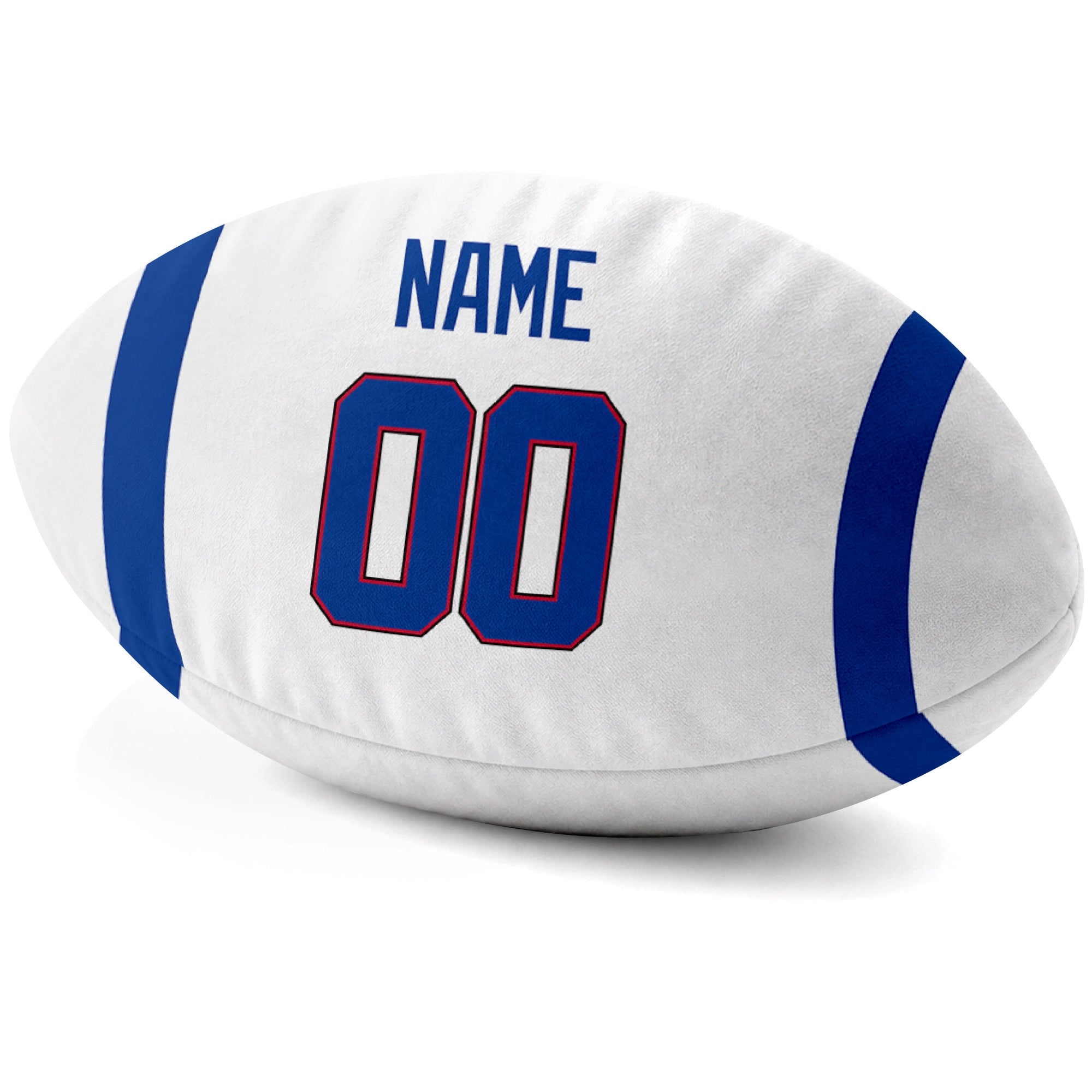 Buffalo White personalized football pillow custom name and jersey number side view