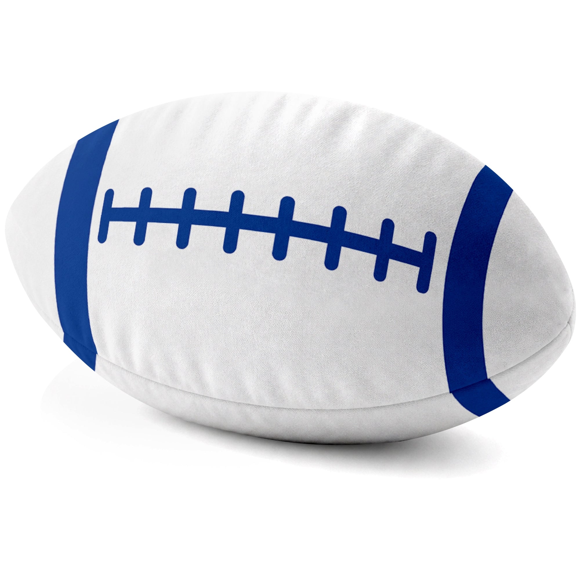 Buffalo White football shaped pillow lace detail side view