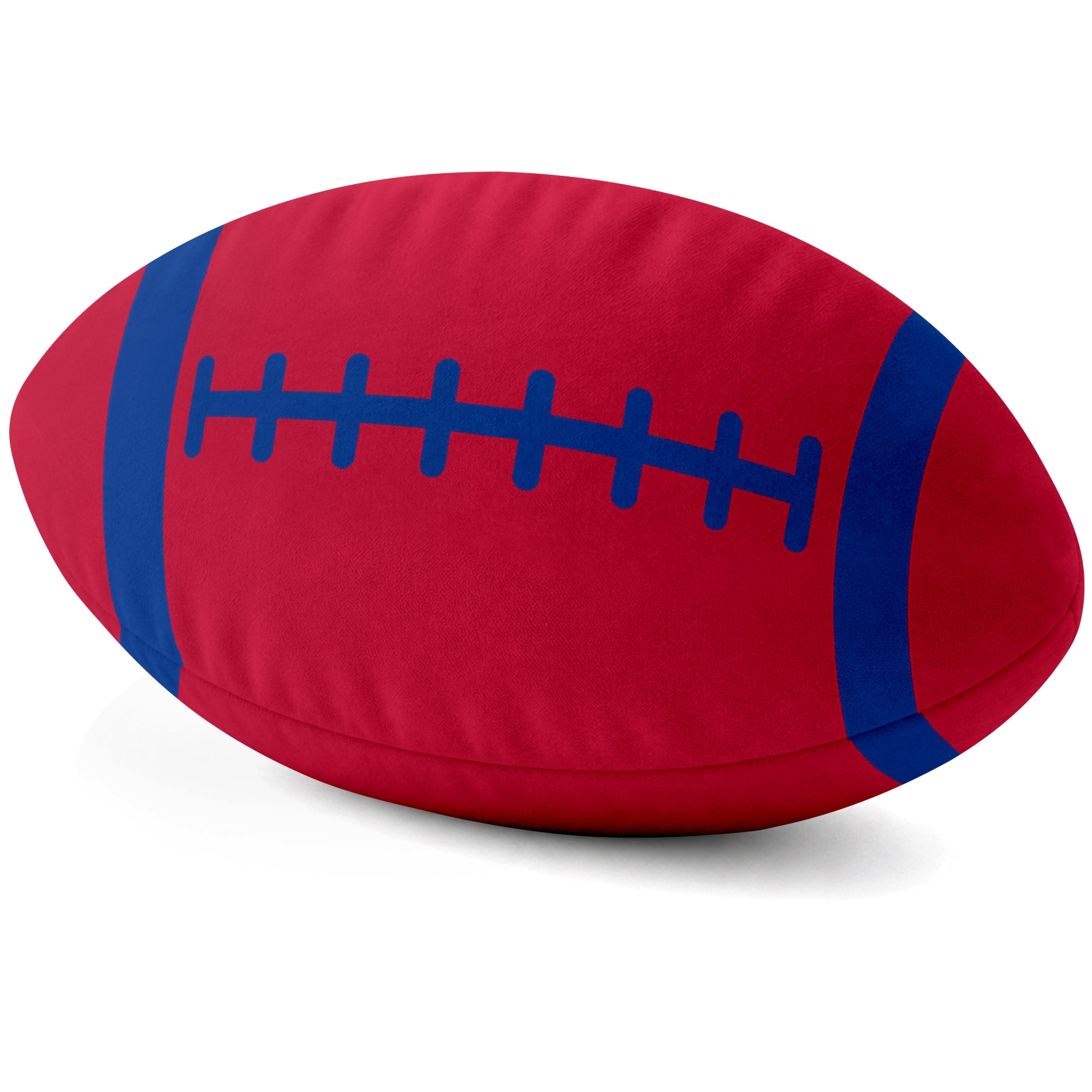 Buffalo Red football shaped pillow lace detail side view
