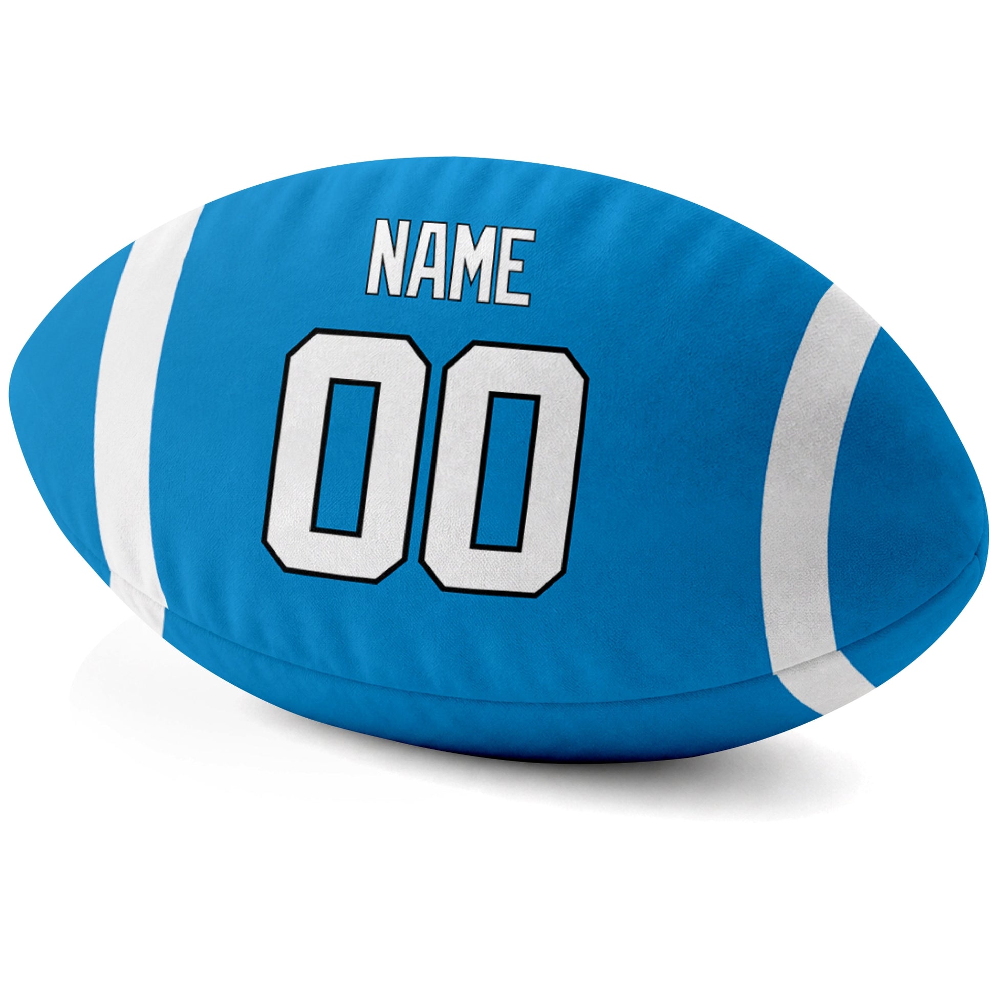 Carolina Blue personalized football pillow custom name and jersey number side view