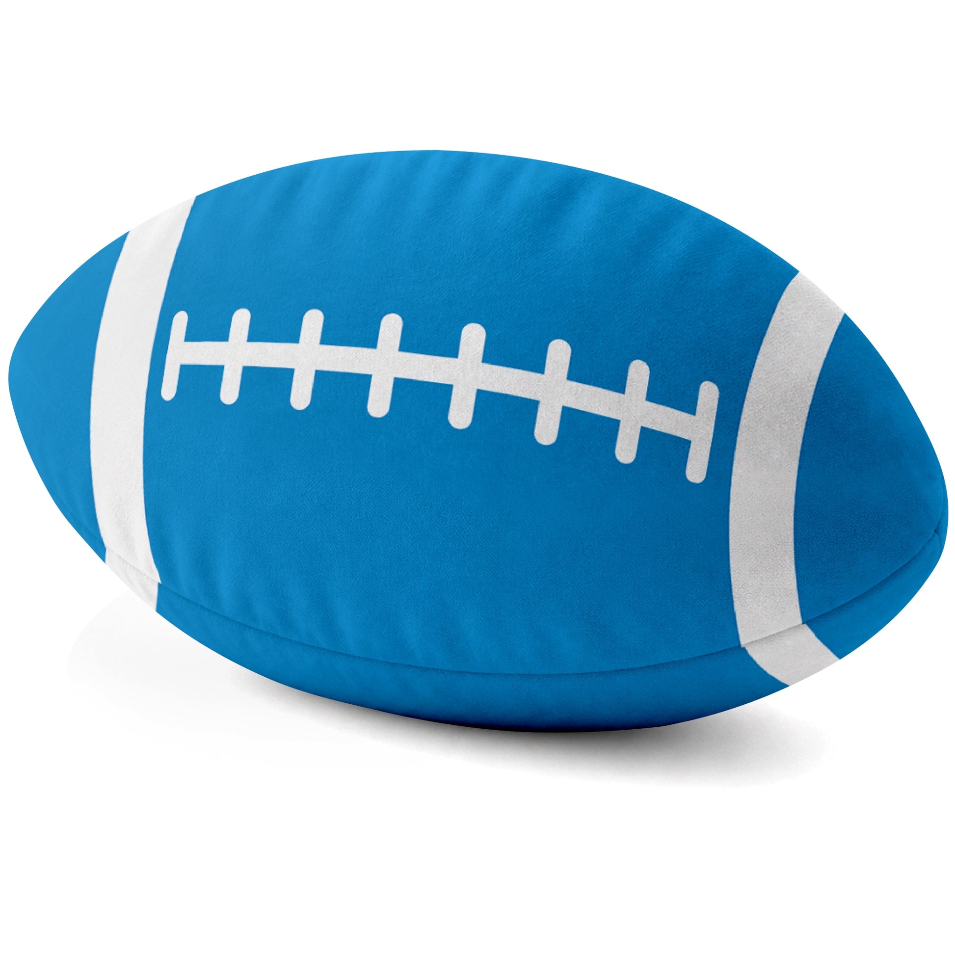 Carolina Blue football shaped pillow lace detail side view