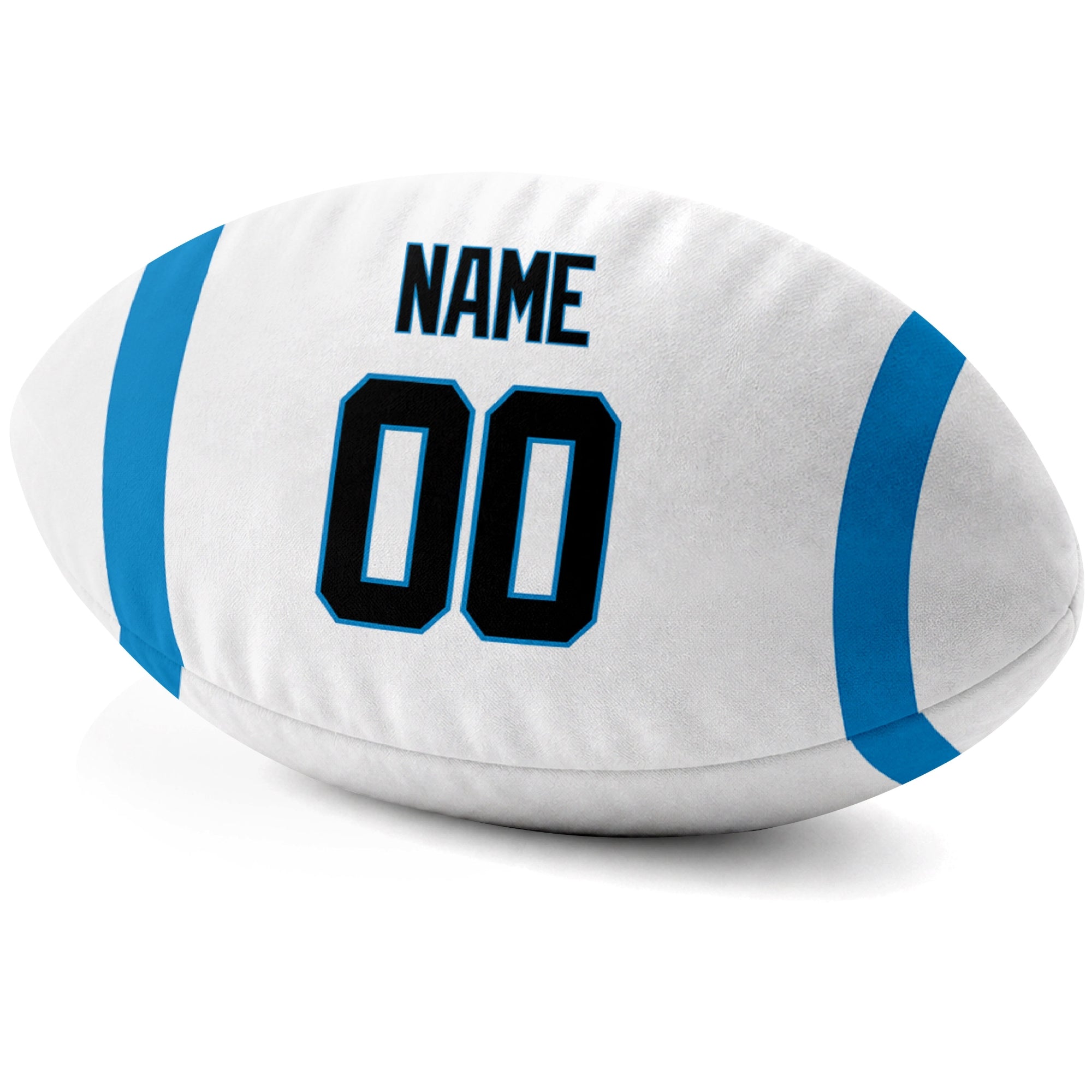 Carolina White personalized football pillow custom name and jersey number side view