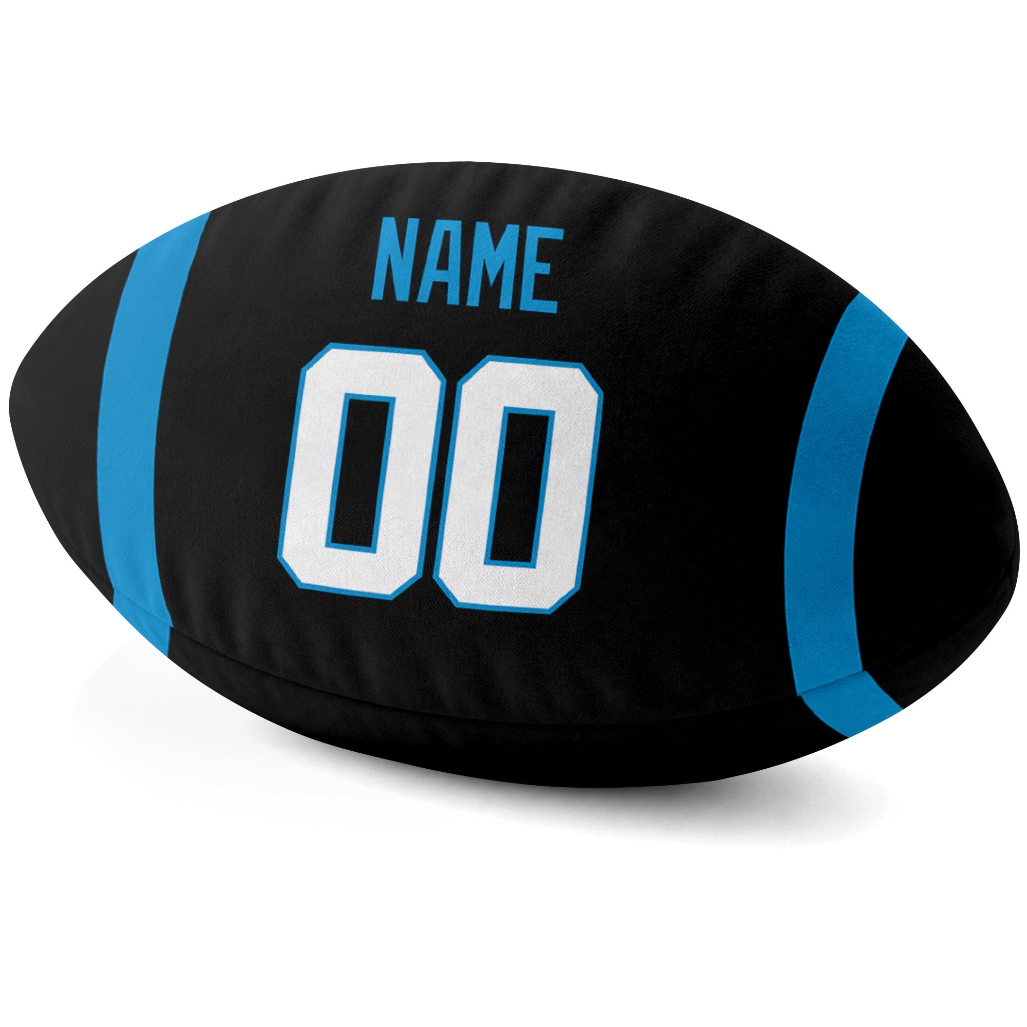 Carolina Black personalized football pillow custom name and jersey number side view