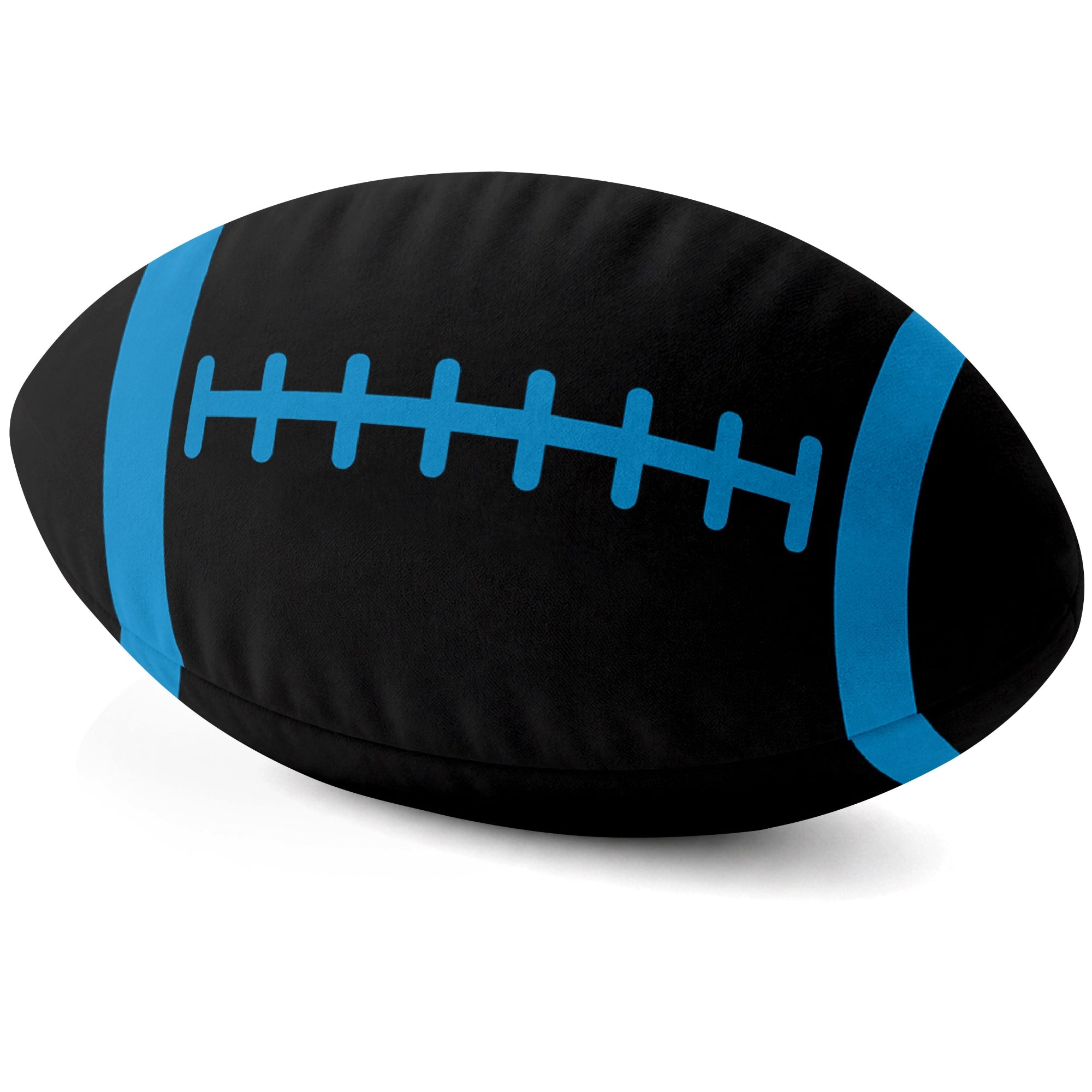 Carolina Black football shaped pillow lace detail side view