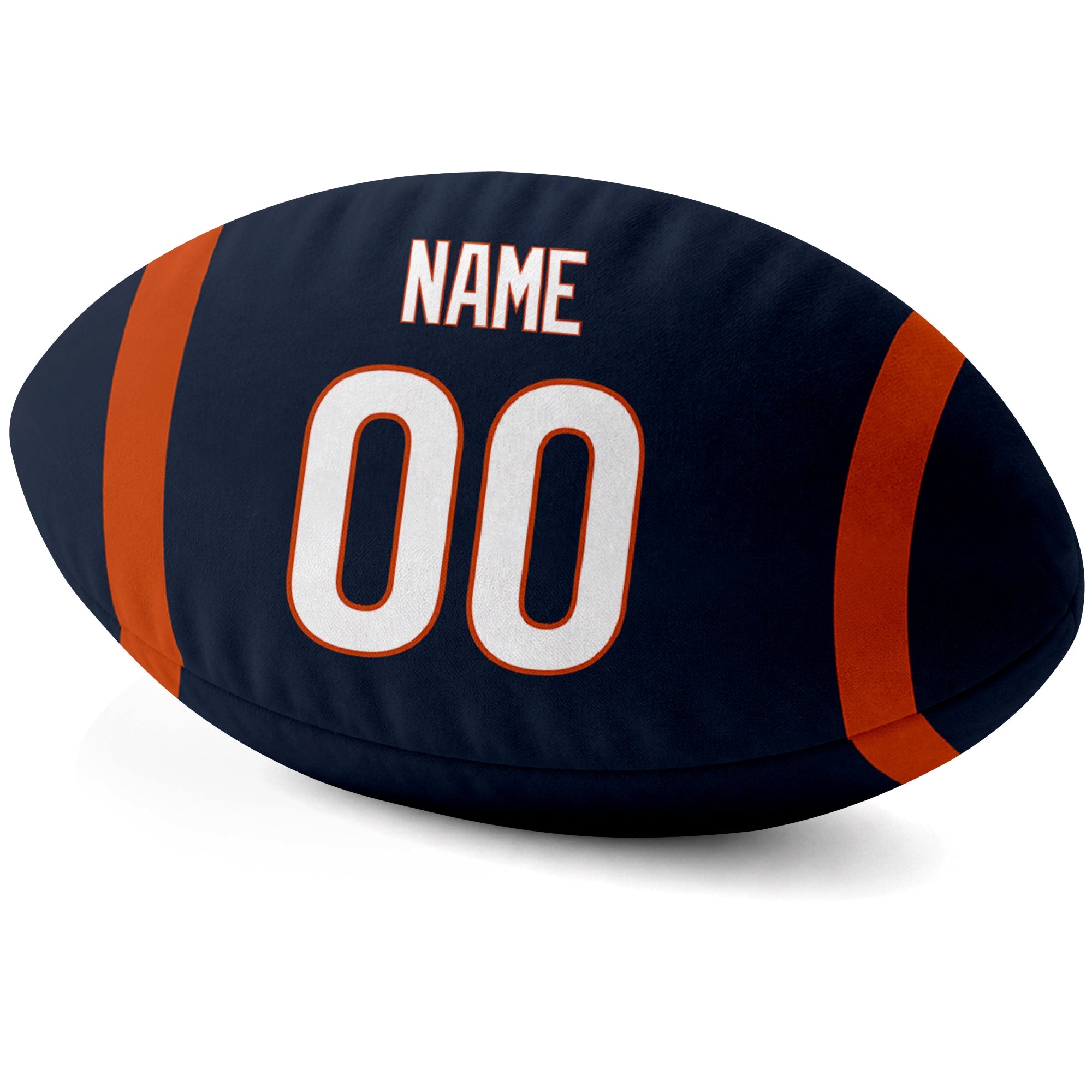 Chicago Navy personalized football pillow custom name and jersey number side view