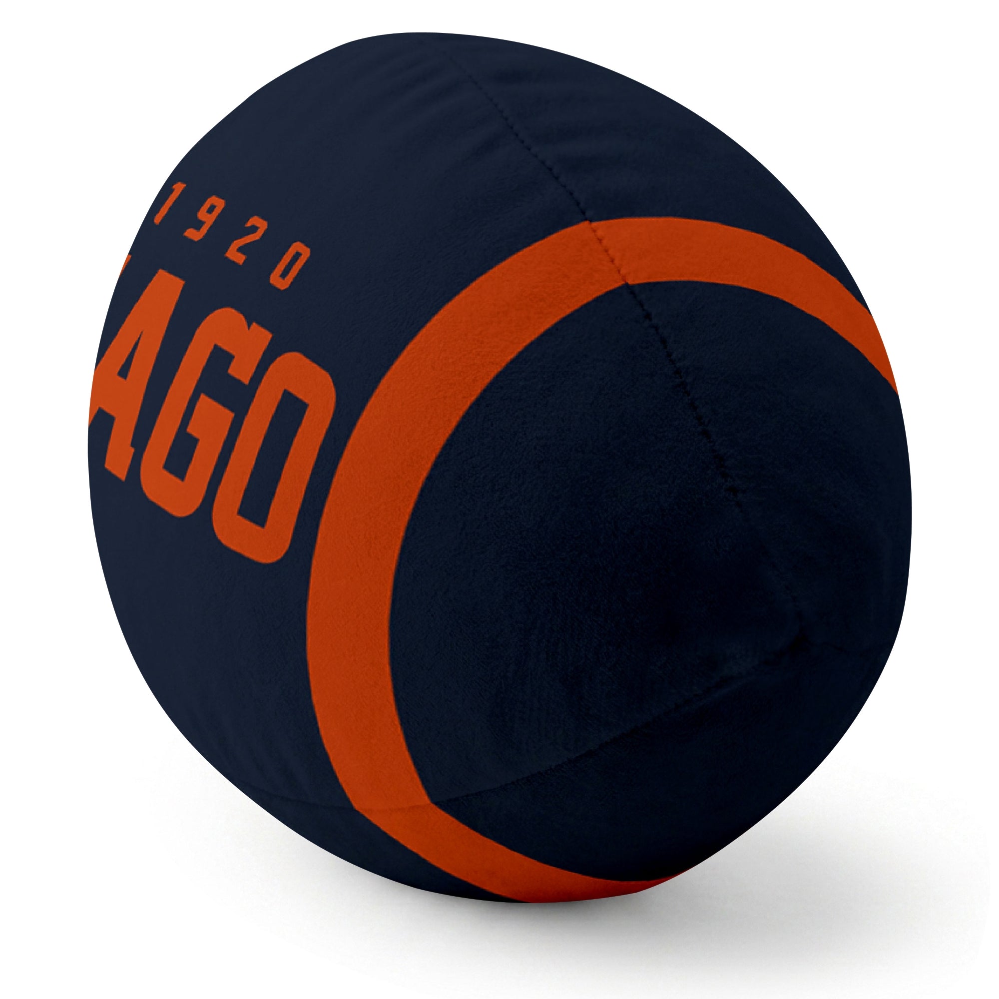 Chicago Navy football pillow rounded end and seam angle view