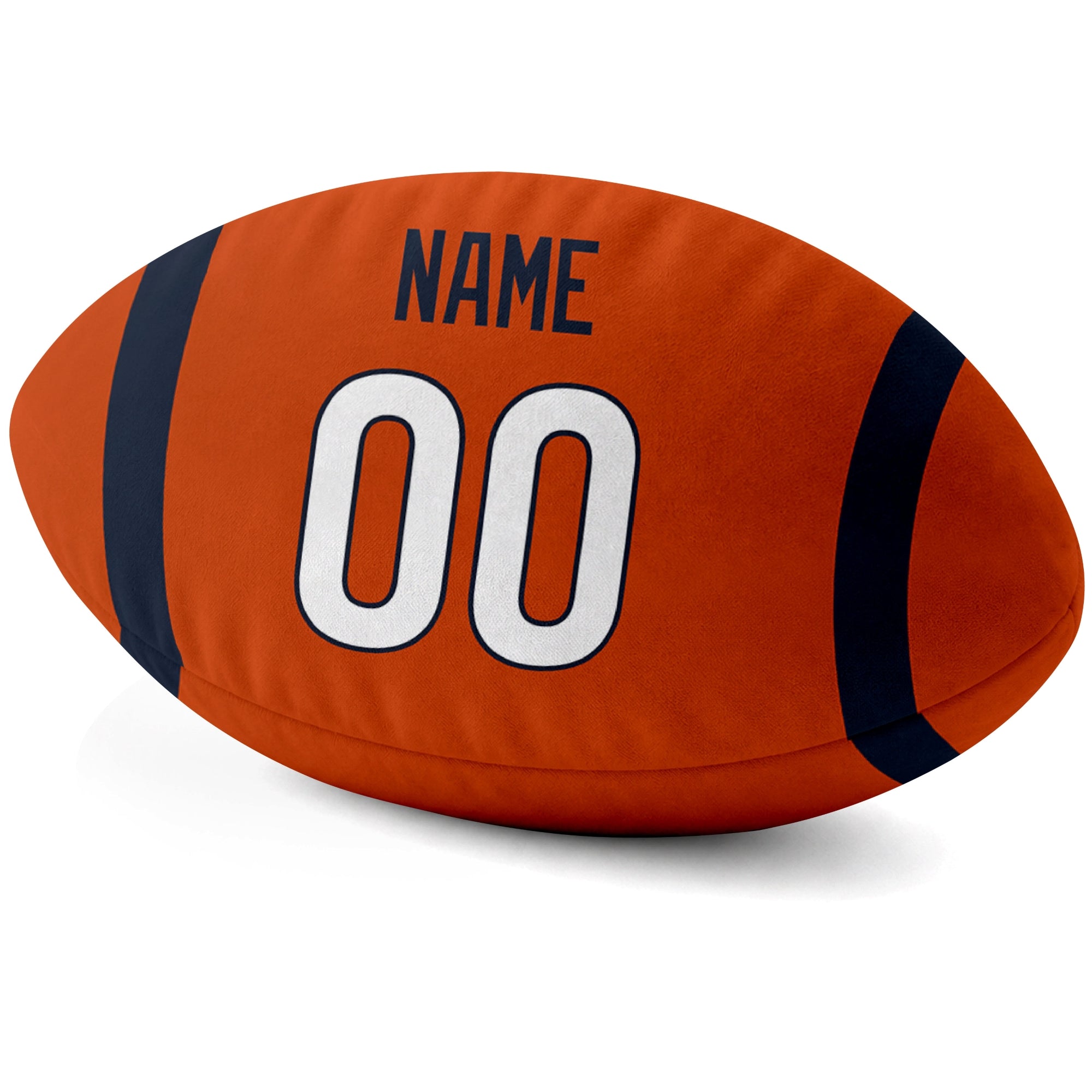 Chicago Orange personalized football pillow custom name and jersey number side view