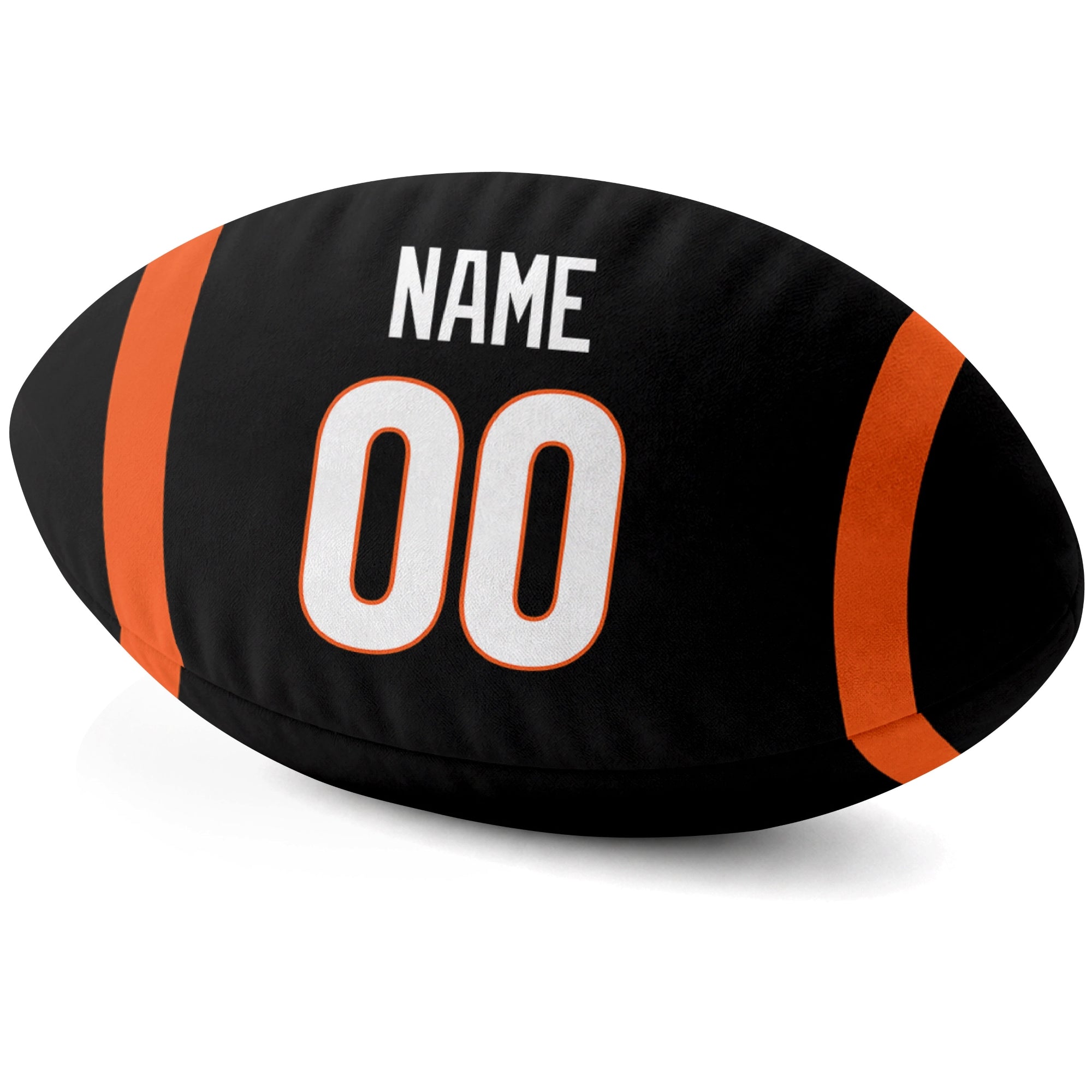 Cincinnati Black personalized football pillow custom name and jersey number side view