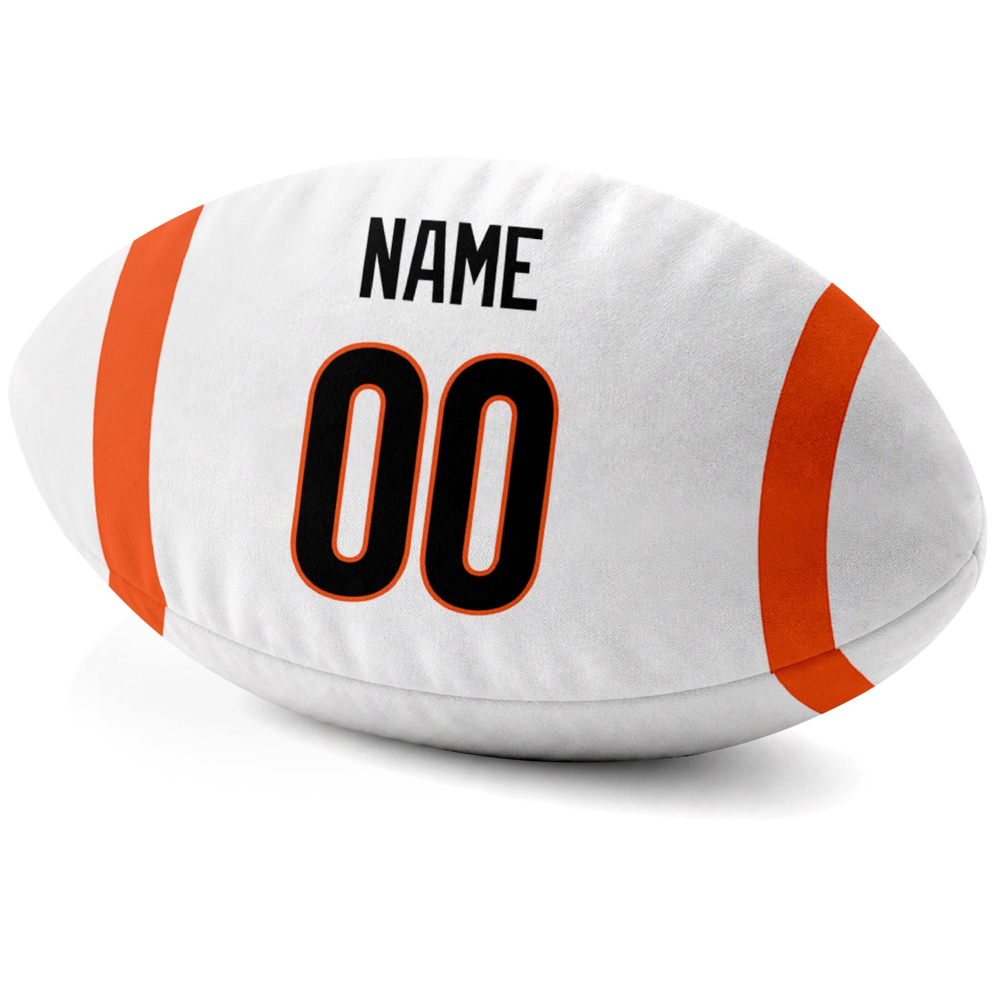 Cincinnati White personalized football pillow custom name and jersey number side view