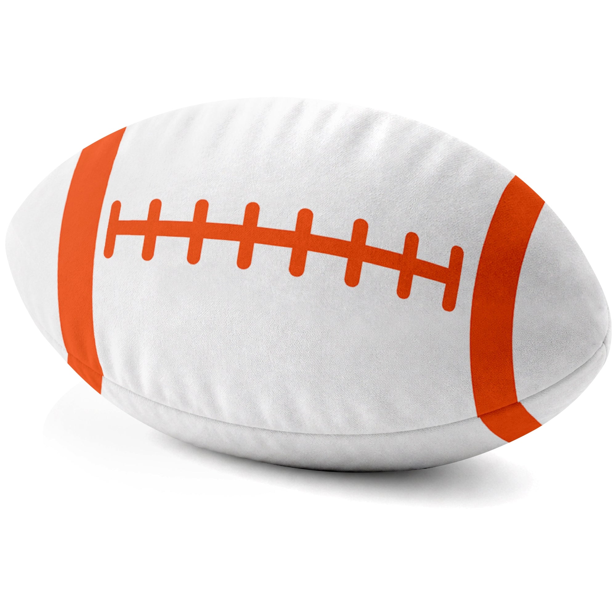 Cincinnati White football shaped pillow lace detail side view