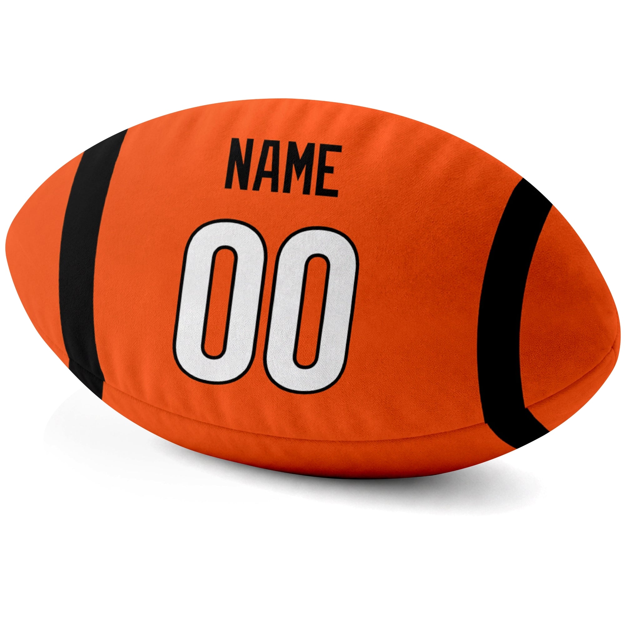 Cincinnati Orange personalized football pillow custom name and jersey number side view
