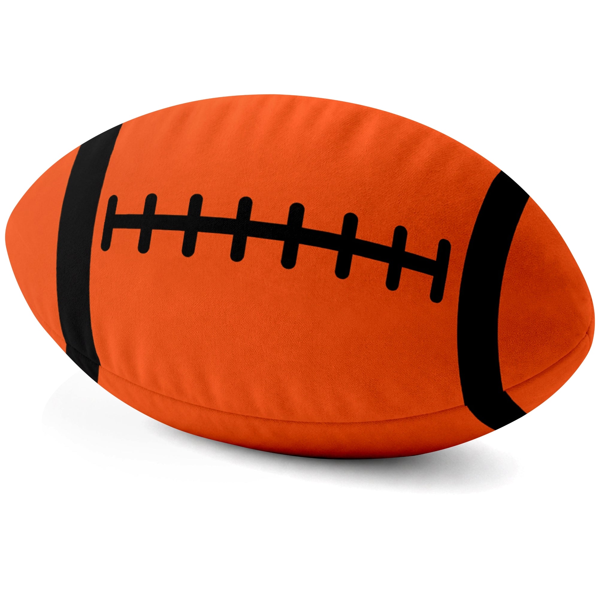 Cincinnati Orange football shaped pillow lace detail side view