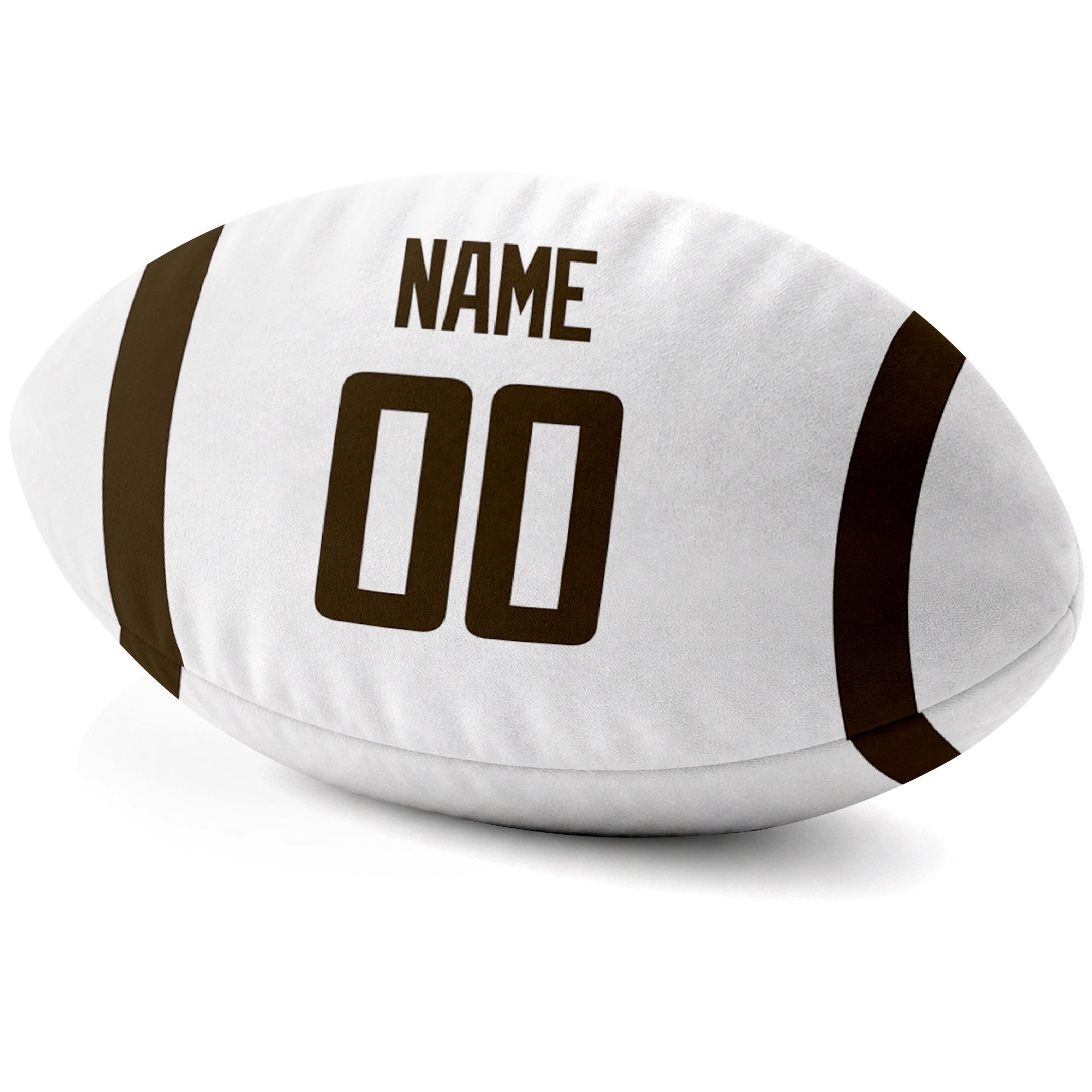 Cleveland White personalized football pillow custom name and jersey number side view
