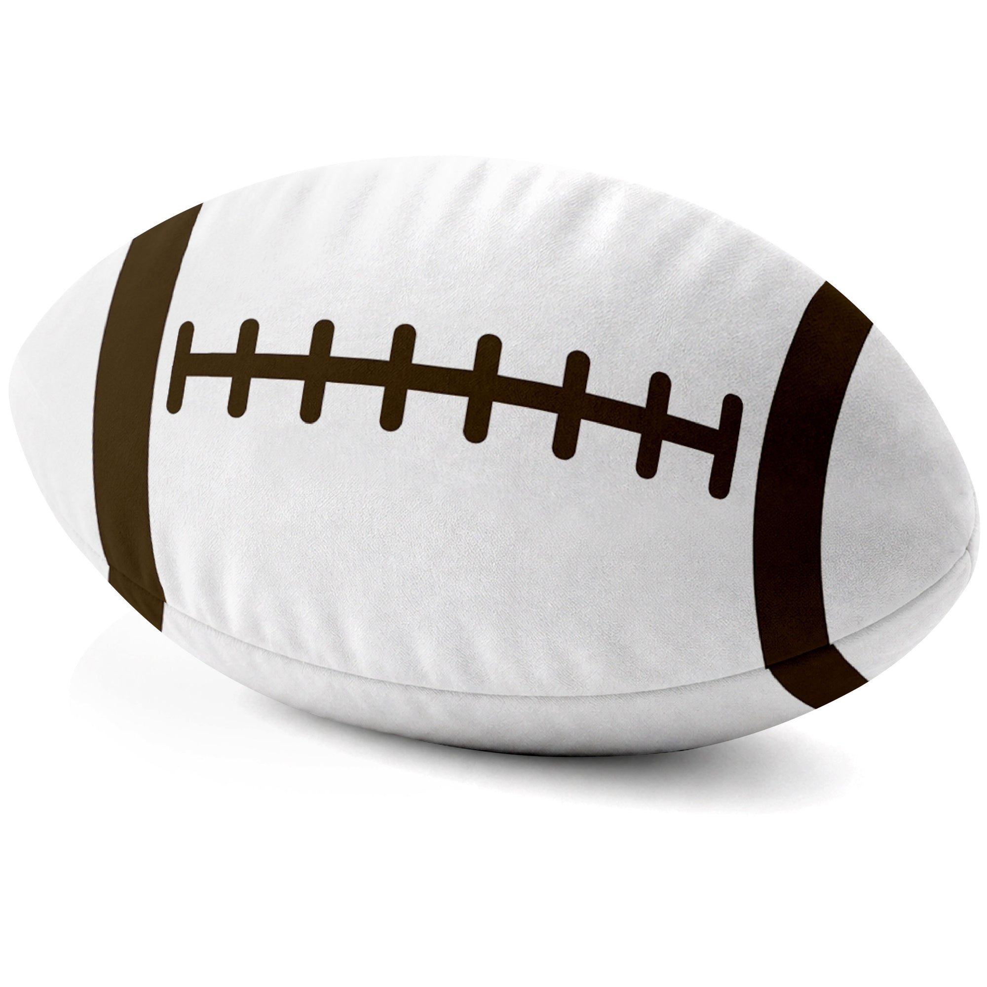 Cleveland White football shaped pillow lace detail side view