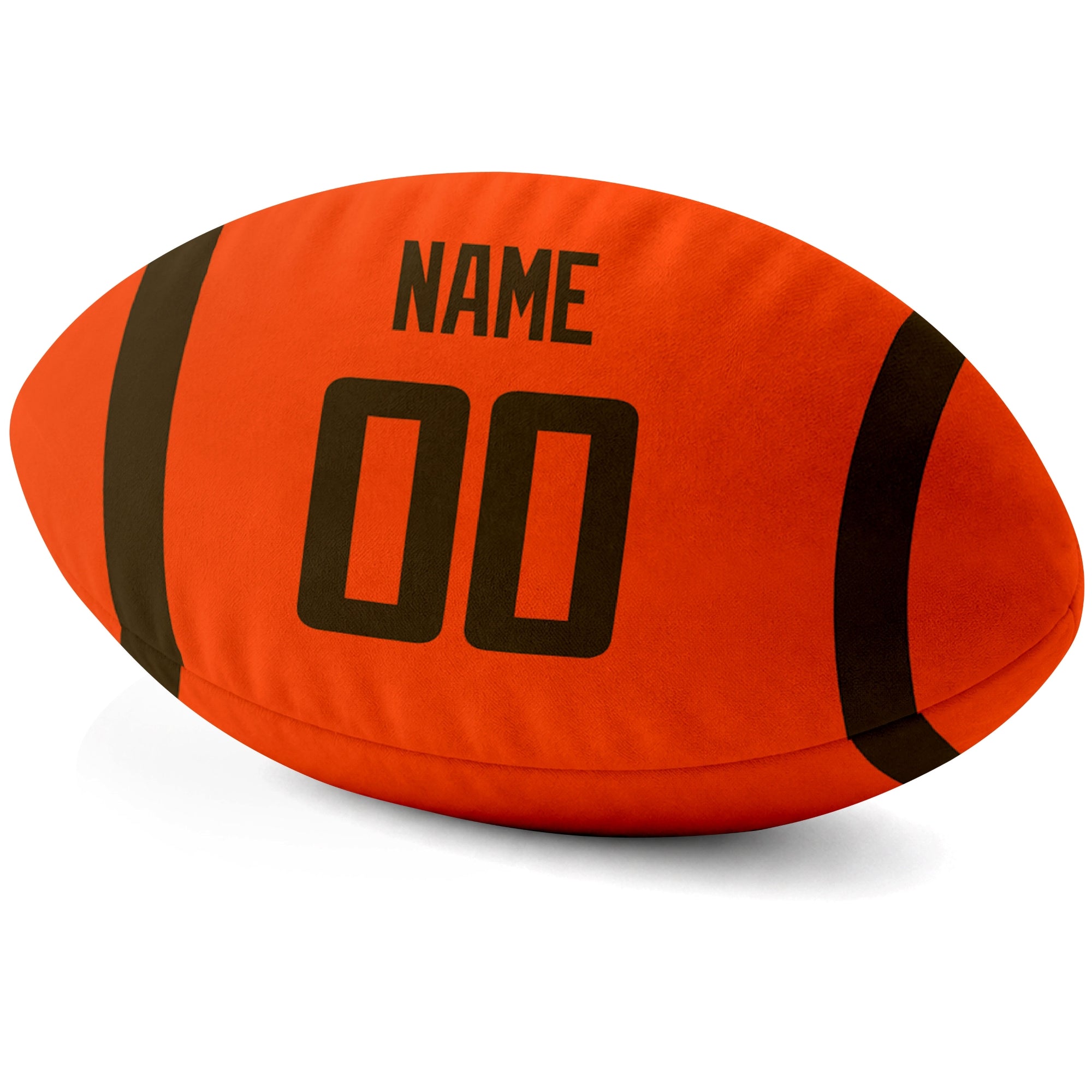 Cleveland Orange personalized football pillow custom name and jersey number side view