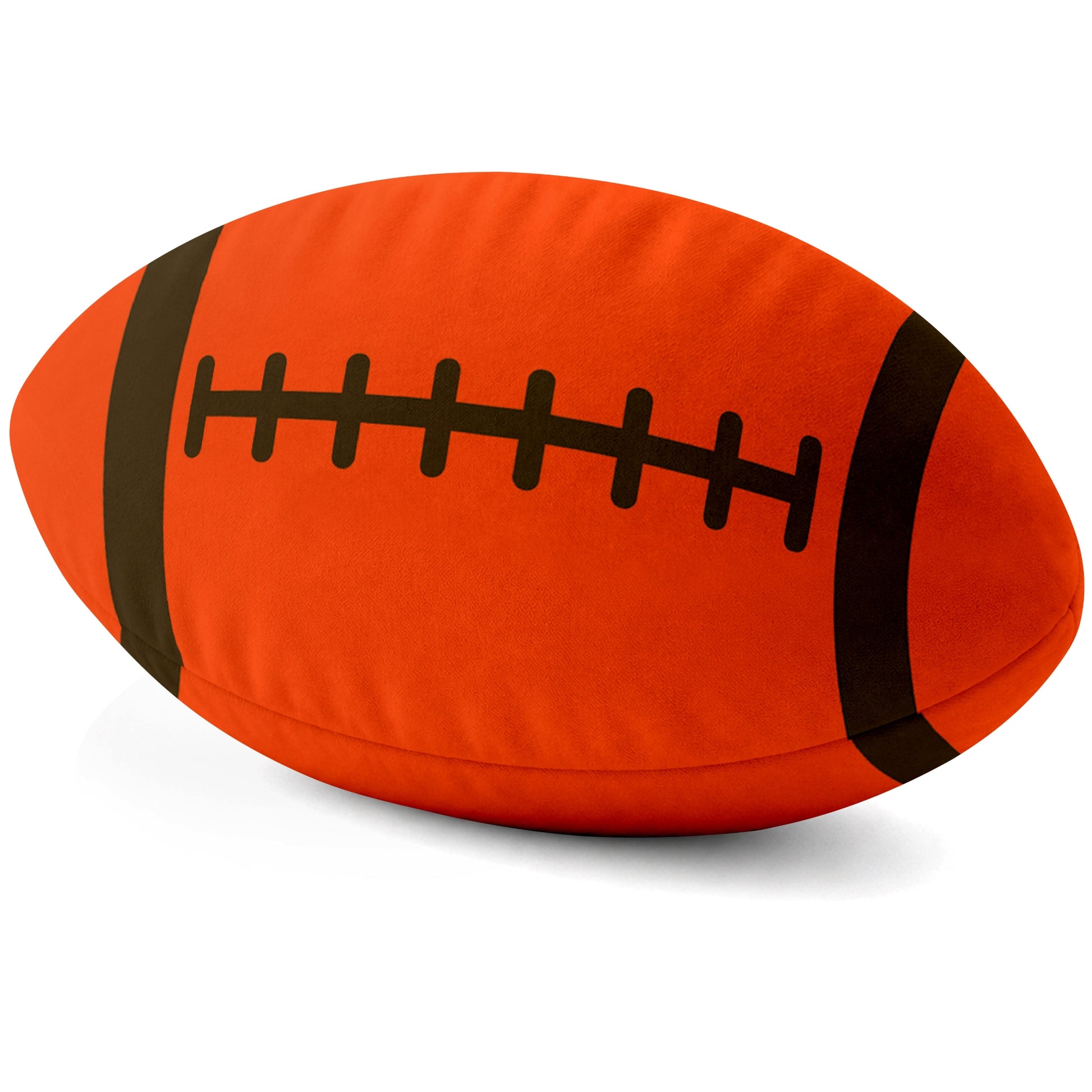 Cleveland Orange football shaped pillow lace detail side view