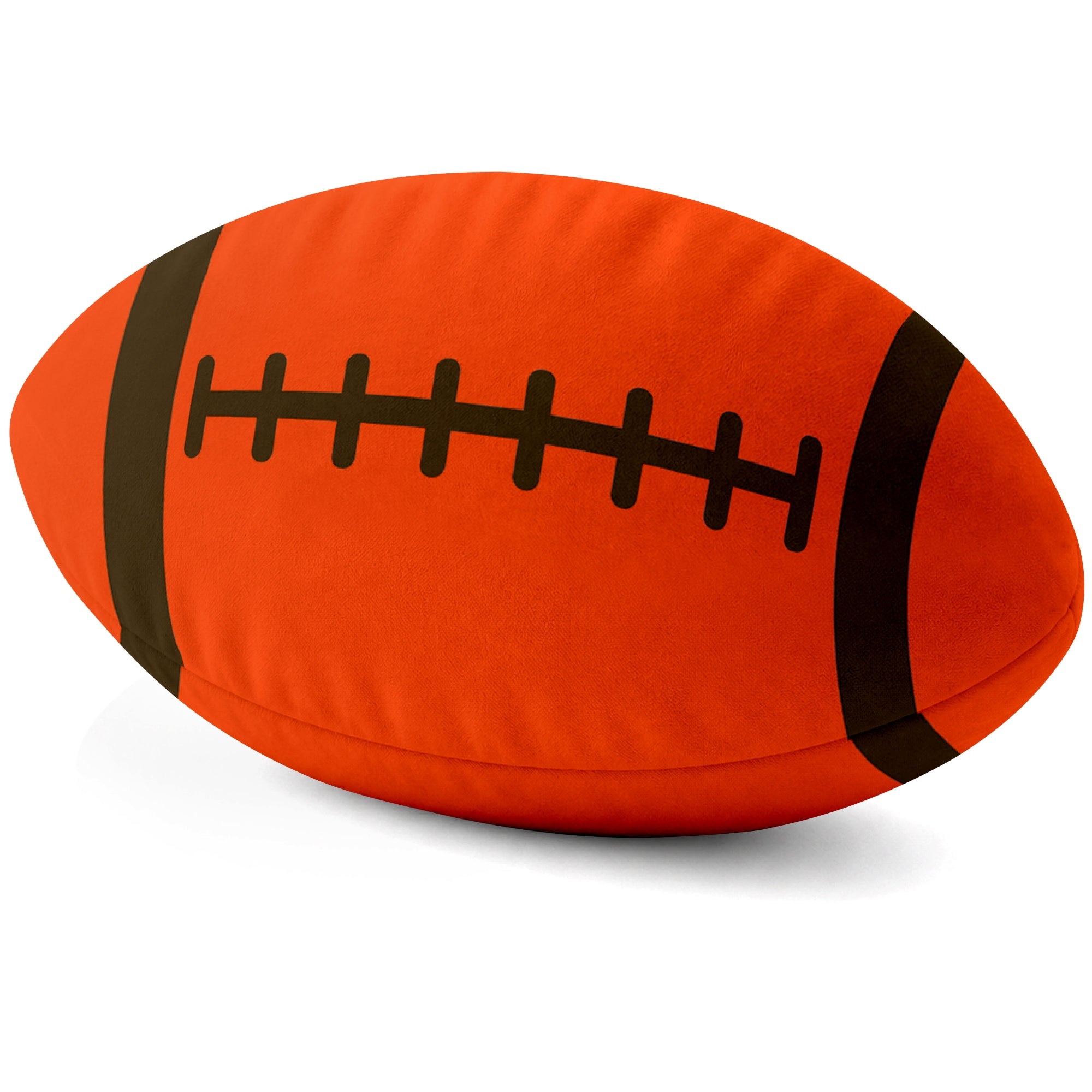Cleveland Orange football shaped pillow lace detail side view