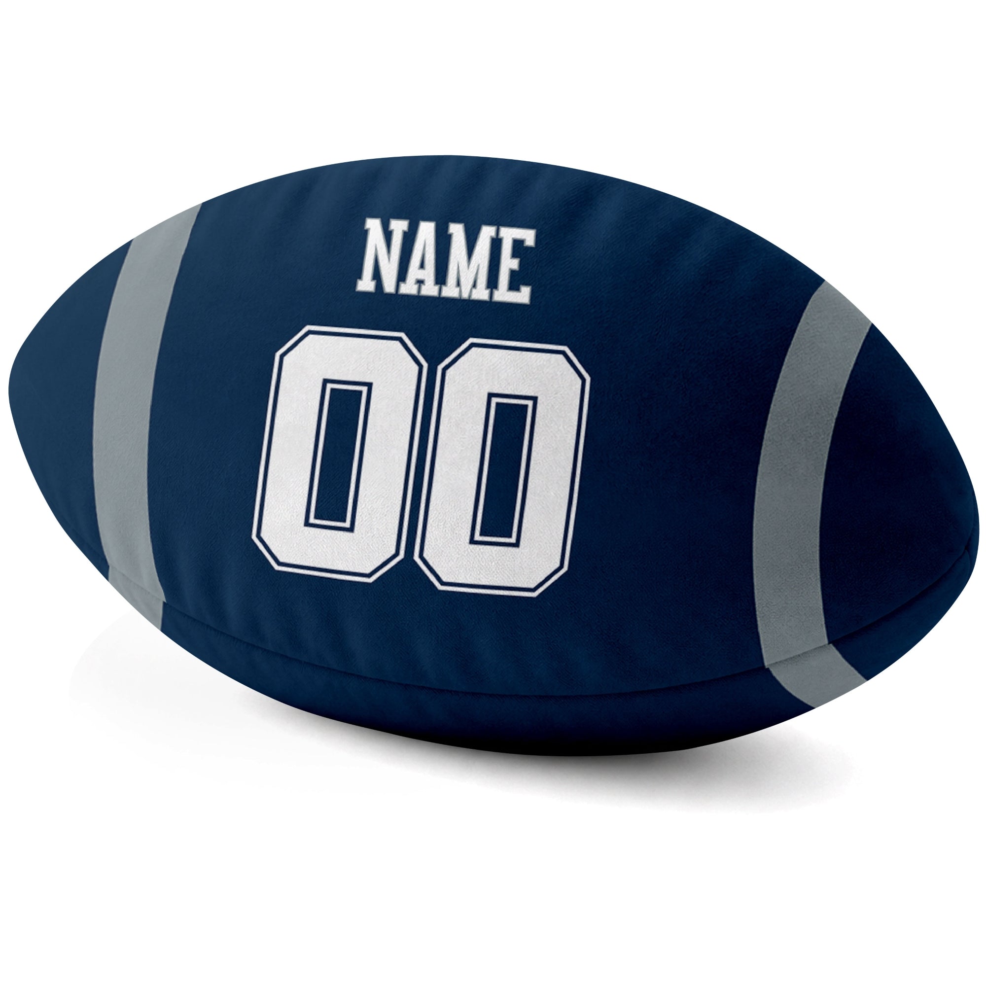 Dallas Navy personalized football pillow custom name and jersey number side view