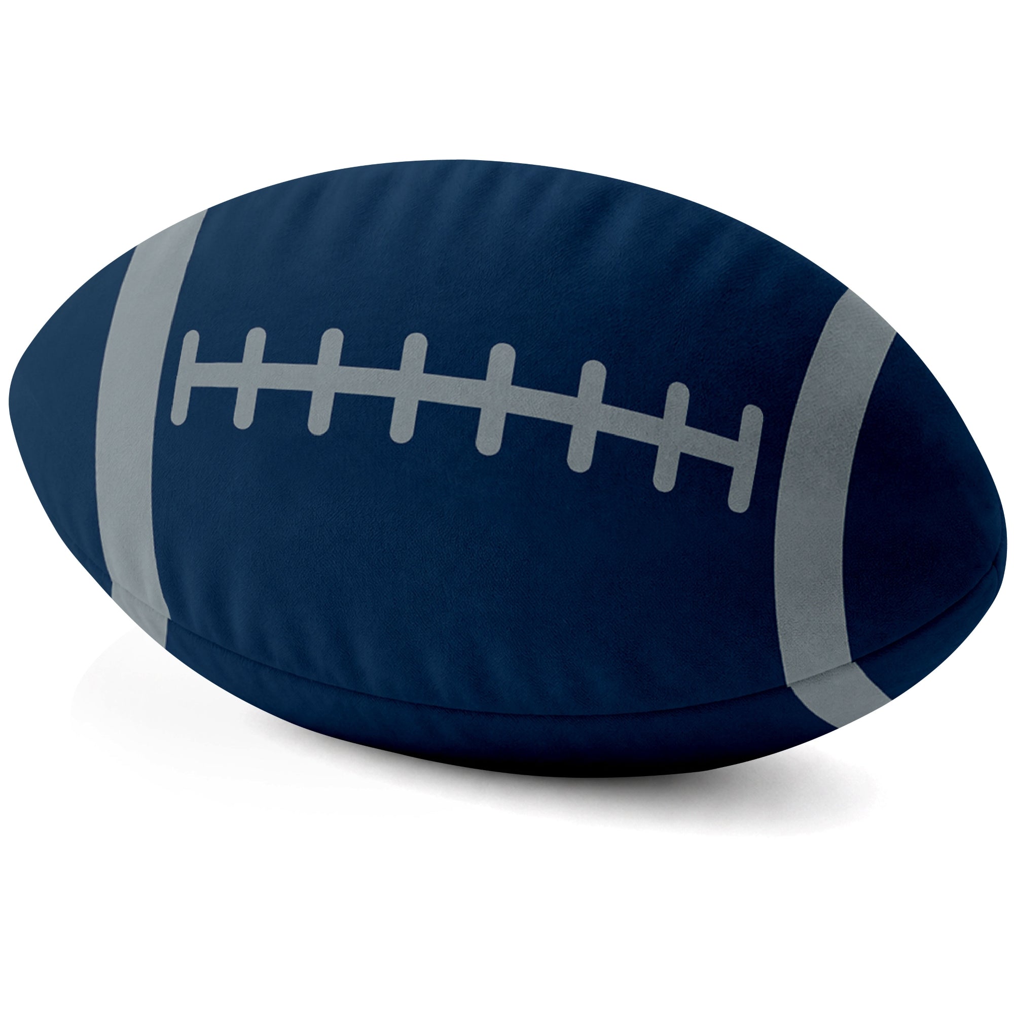 Dallas Navy football shaped pillow lace detail side view