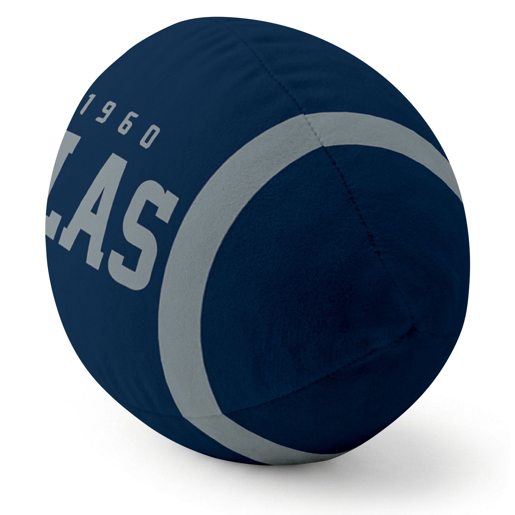Dallas Navy football pillow rounded end and seam angle view