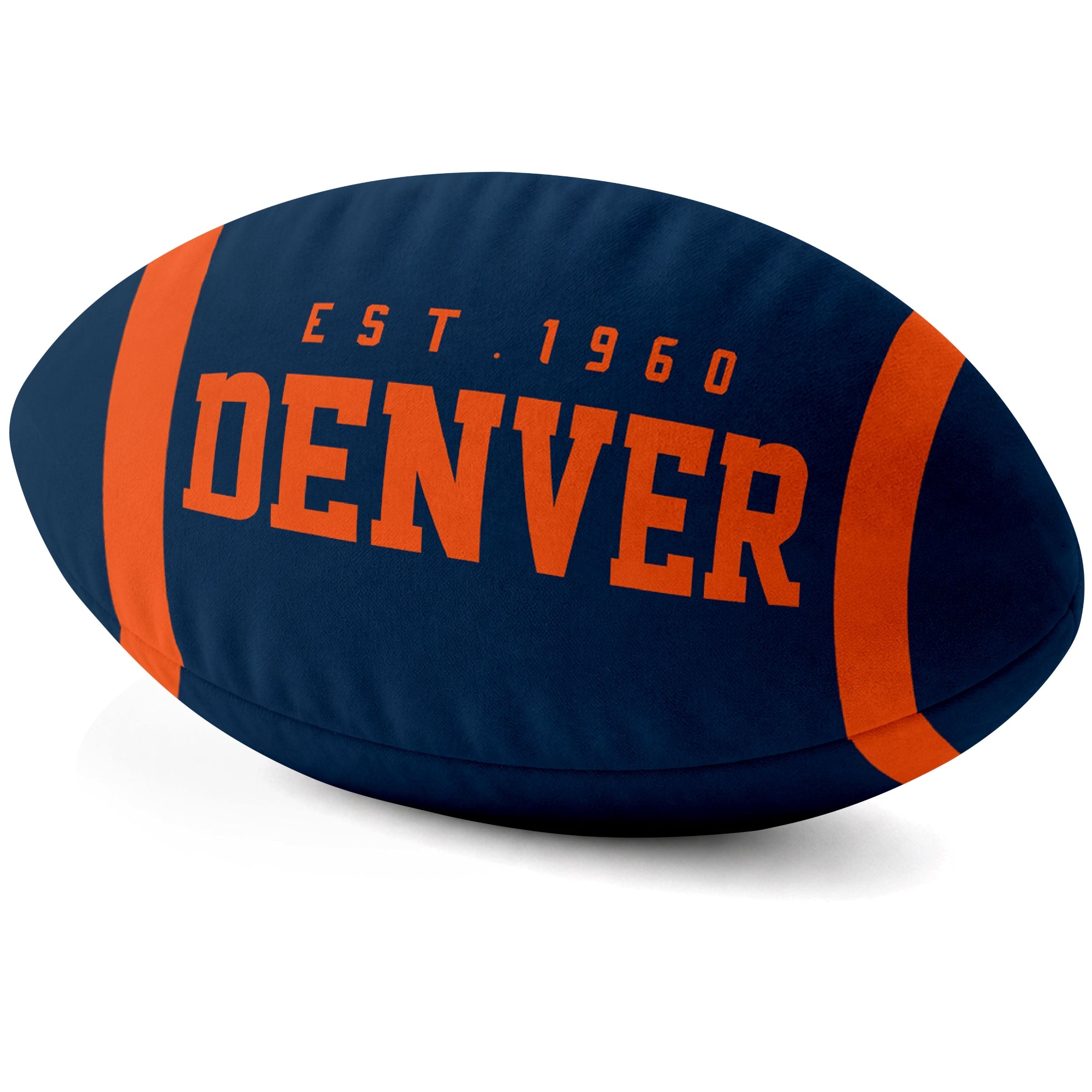 Denver Navy football shaped pillow city lettering side view