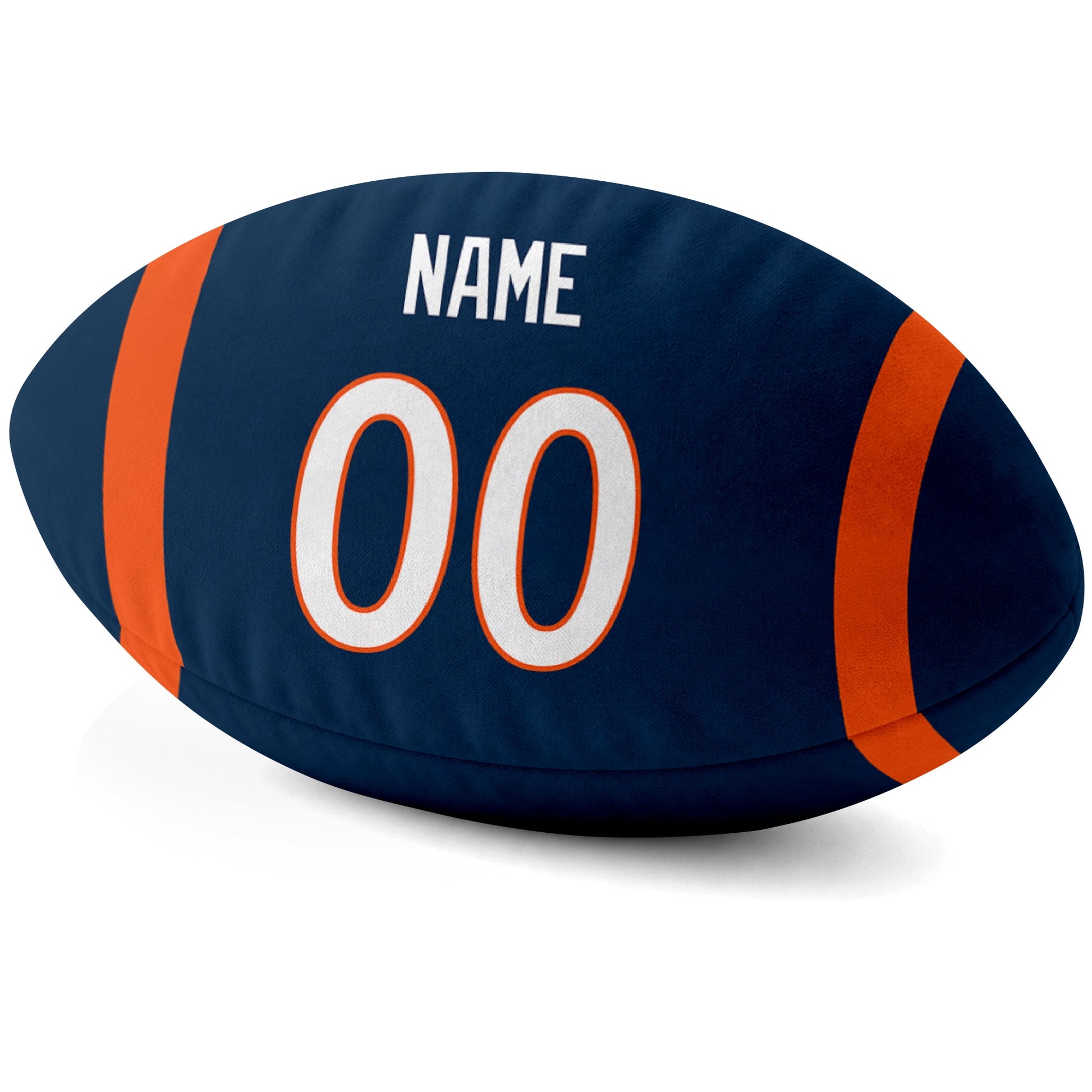 Denver Navy personalized football pillow custom name and jersey number side view