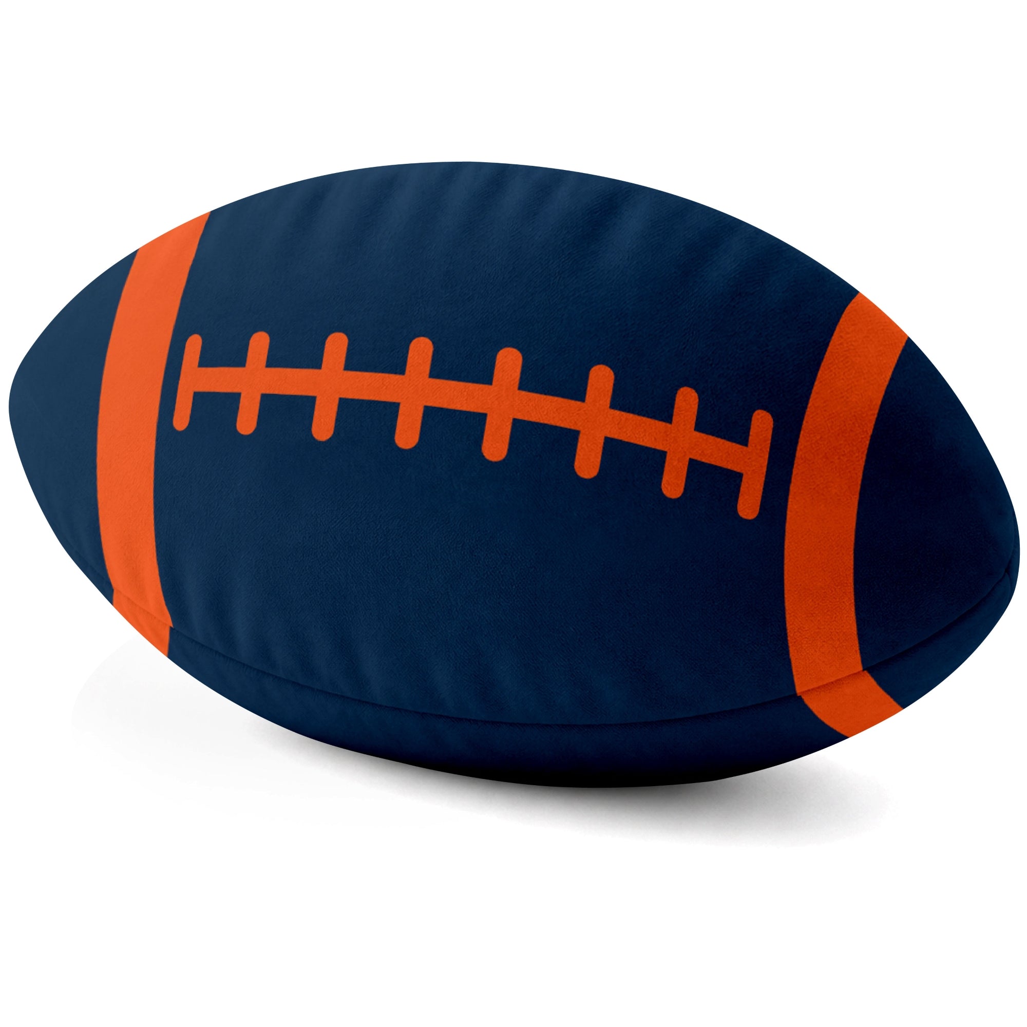 Denver Navy football shaped pillow lace detail side view