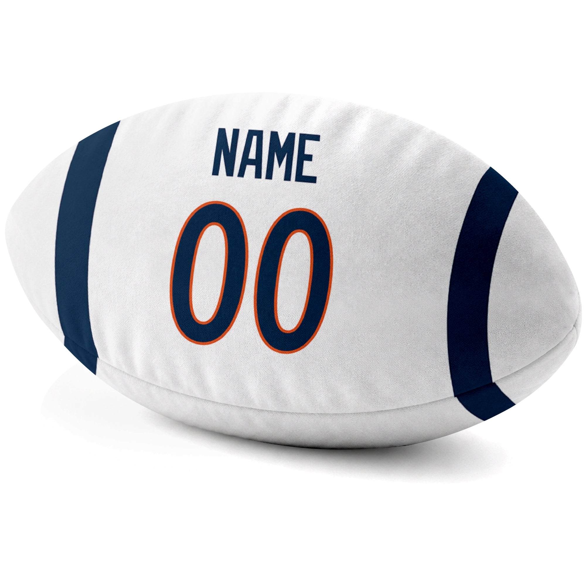 Denver White personalized football pillow custom name and jersey number side view